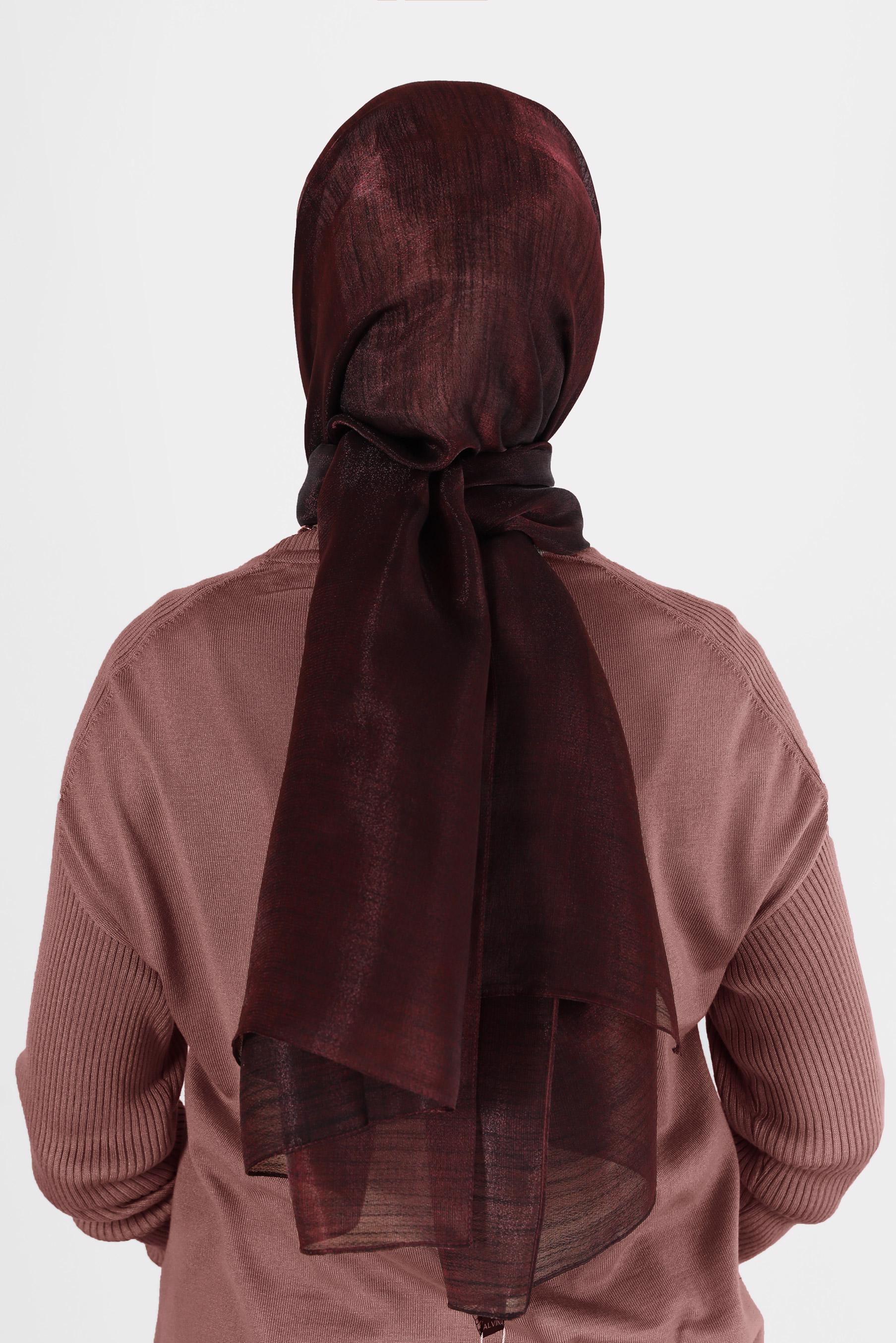 Tesettür giyim BORDO ALVİNA YİRMİ DENYE SARIMLI EFEKTLİ ŞAL 8082 