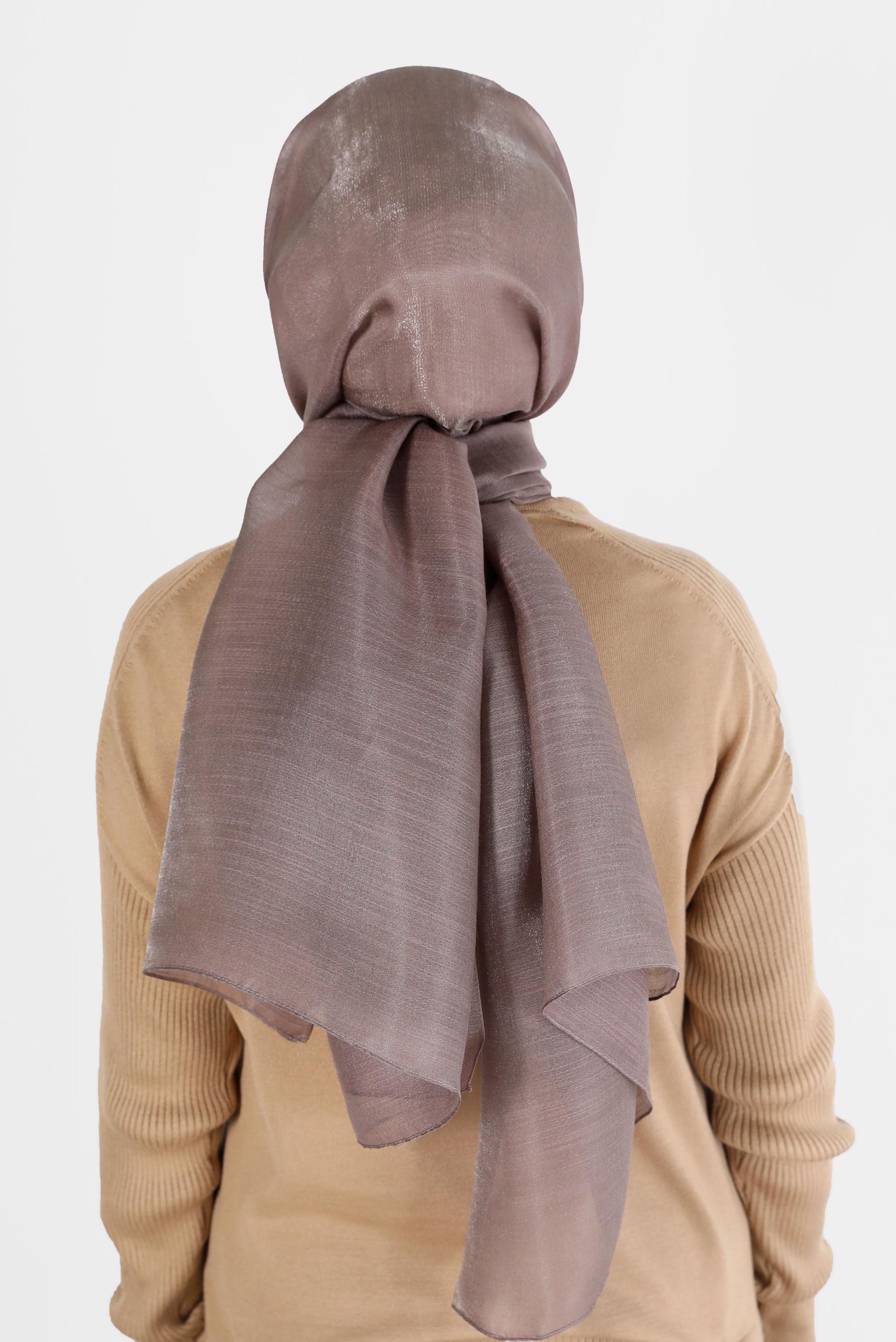 Tesettür giyim VİZON ALVİNA YİRMİ DENYE SARIMLI EFEKTLİ ŞAL 8082 