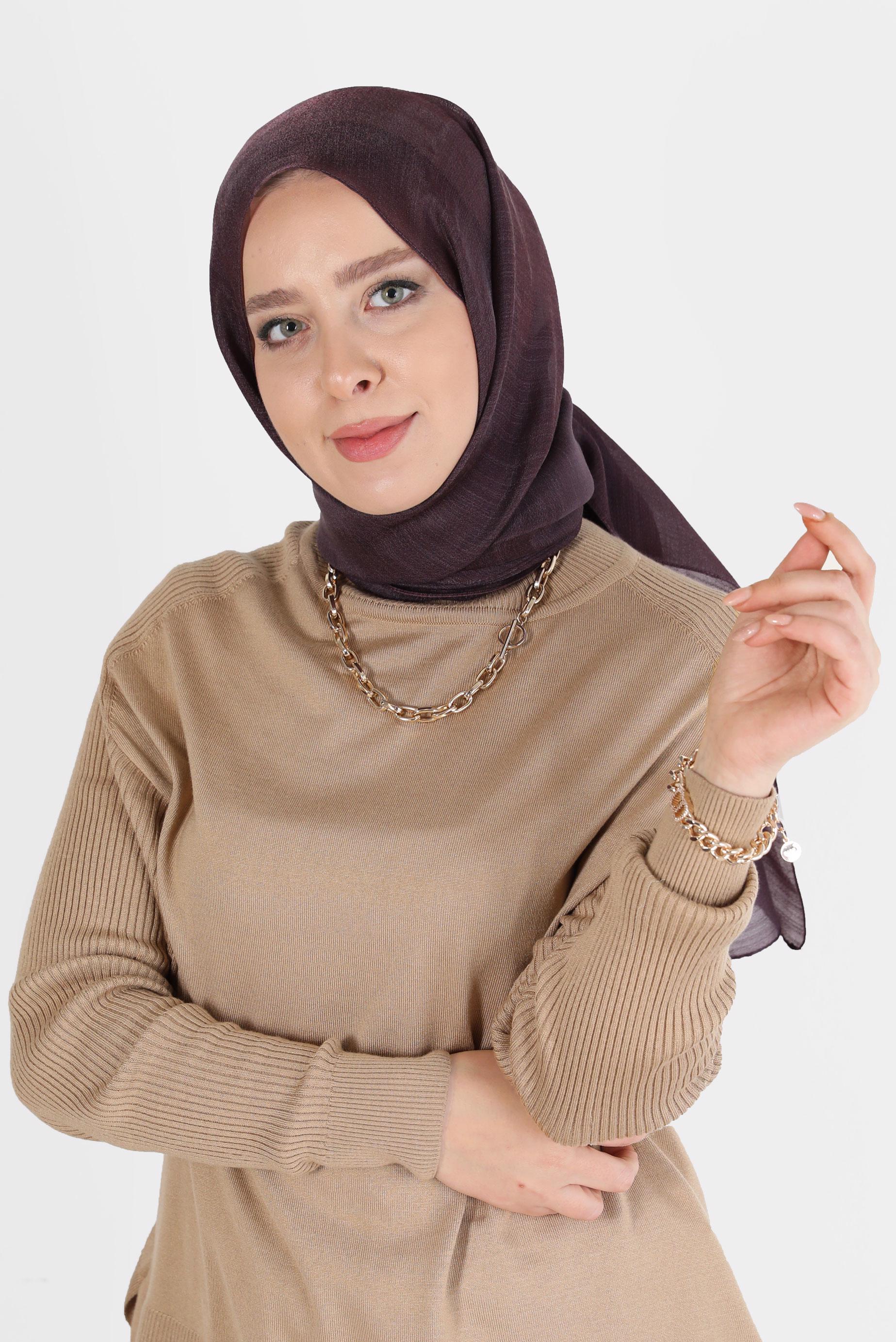 Tesettür giyim PUDRA ALVİNA YİRMİ DENYE SARIMLI EFEKTLİ ŞAL 8082 