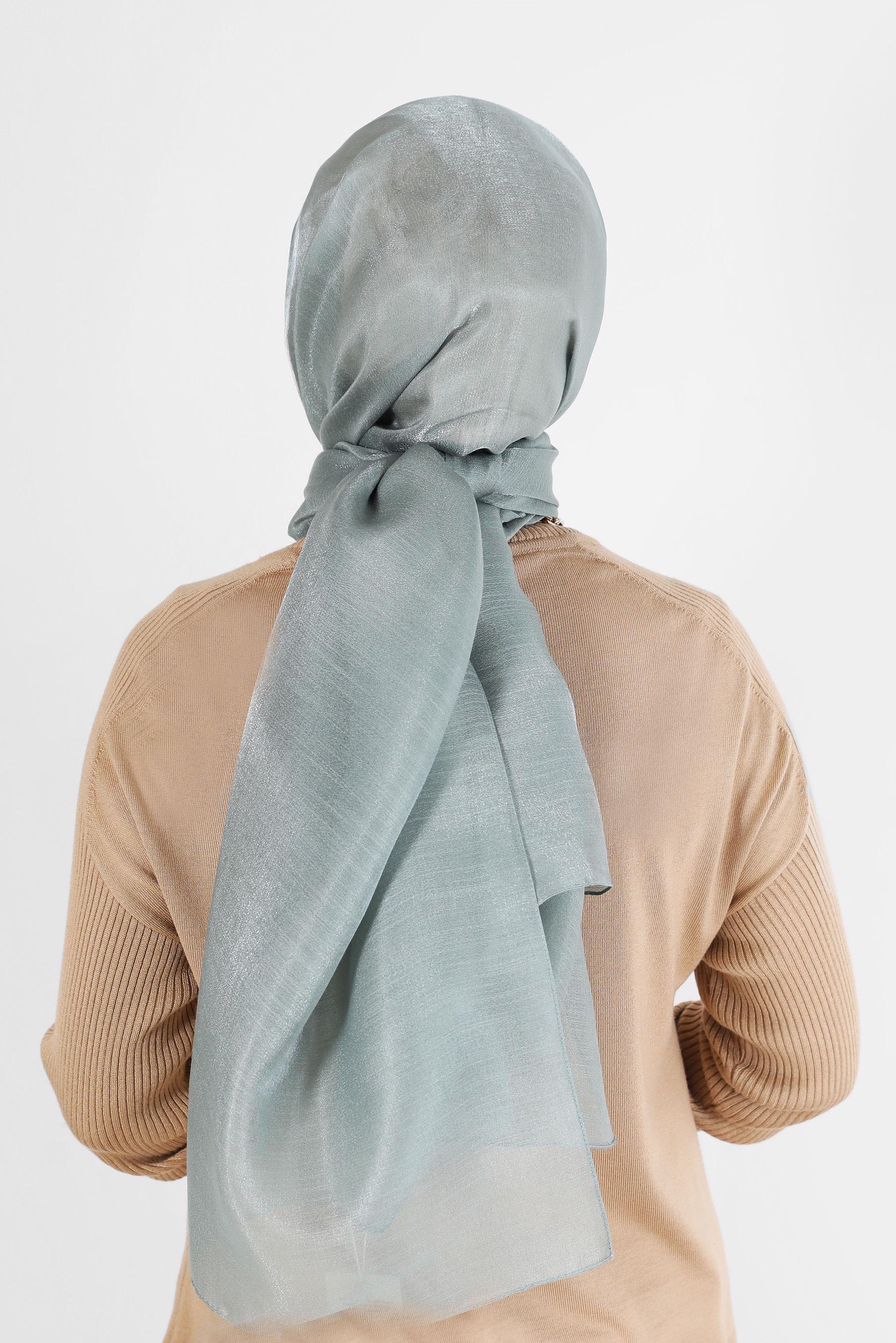 Tesettür giyim YEŞİL ALVİNA YİRMİ DENYE SARIMLI EFEKTLİ ŞAL 8082 