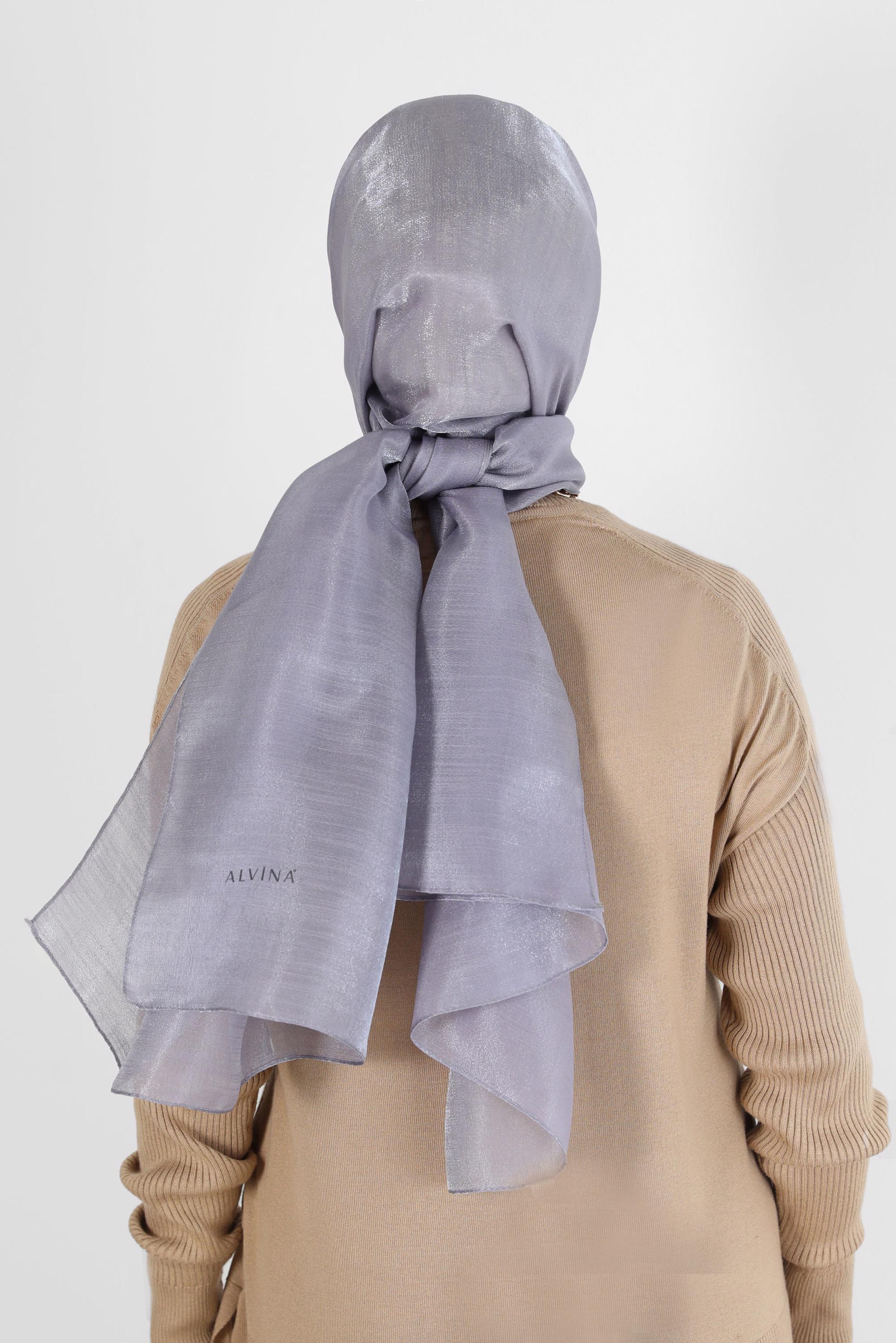 Tesettür giyim GÜMÜŞ ALVİNA YİRMİ DENYE SARIMLI EFEKTLİ ŞAL 8082 