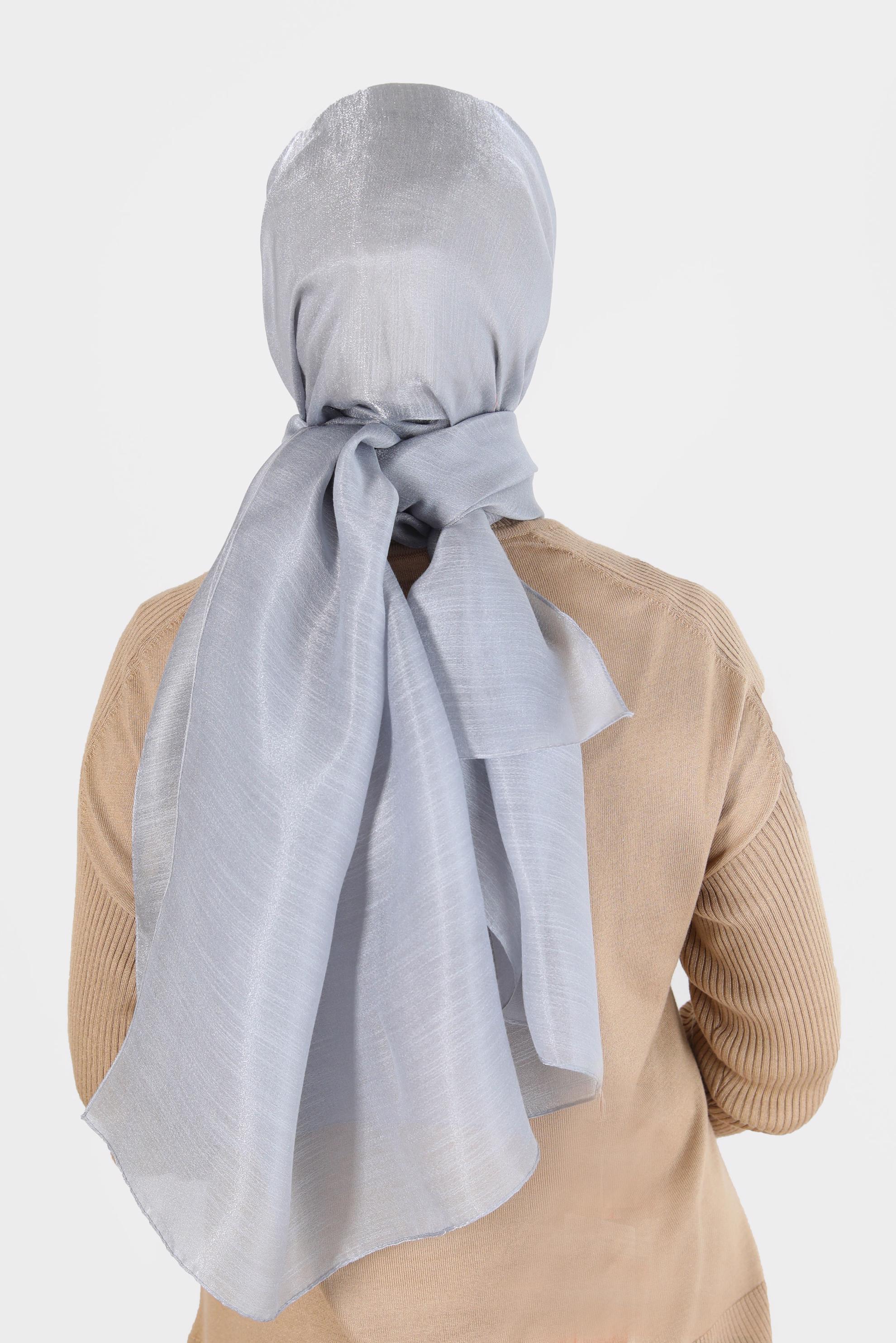 Tesettür giyim GRİ ALVİNA YİRMİ DENYE SARIMLI EFEKTLİ ŞAL 8082 