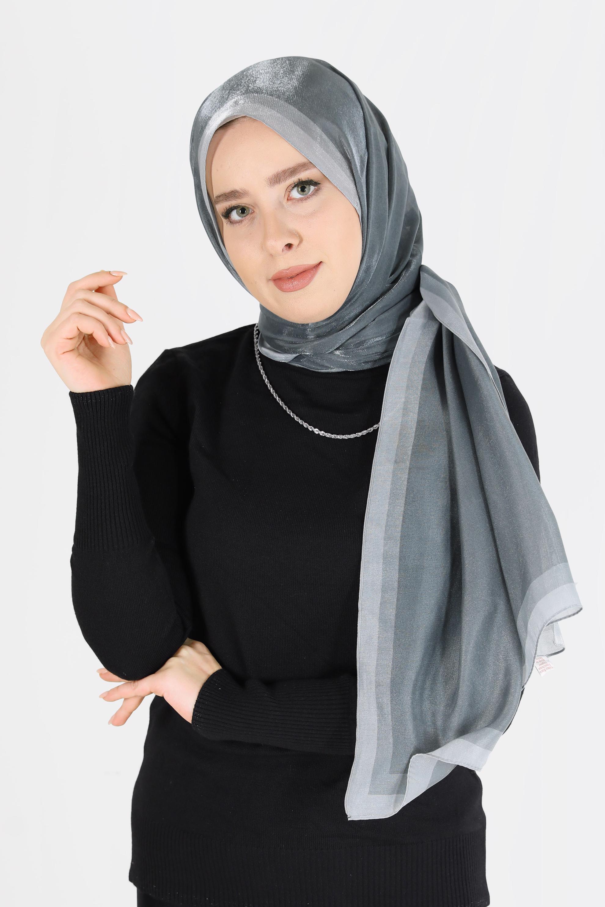 Tesettür giyim GRİ ALVİNA KEHRİBAR ŞAL 8084
