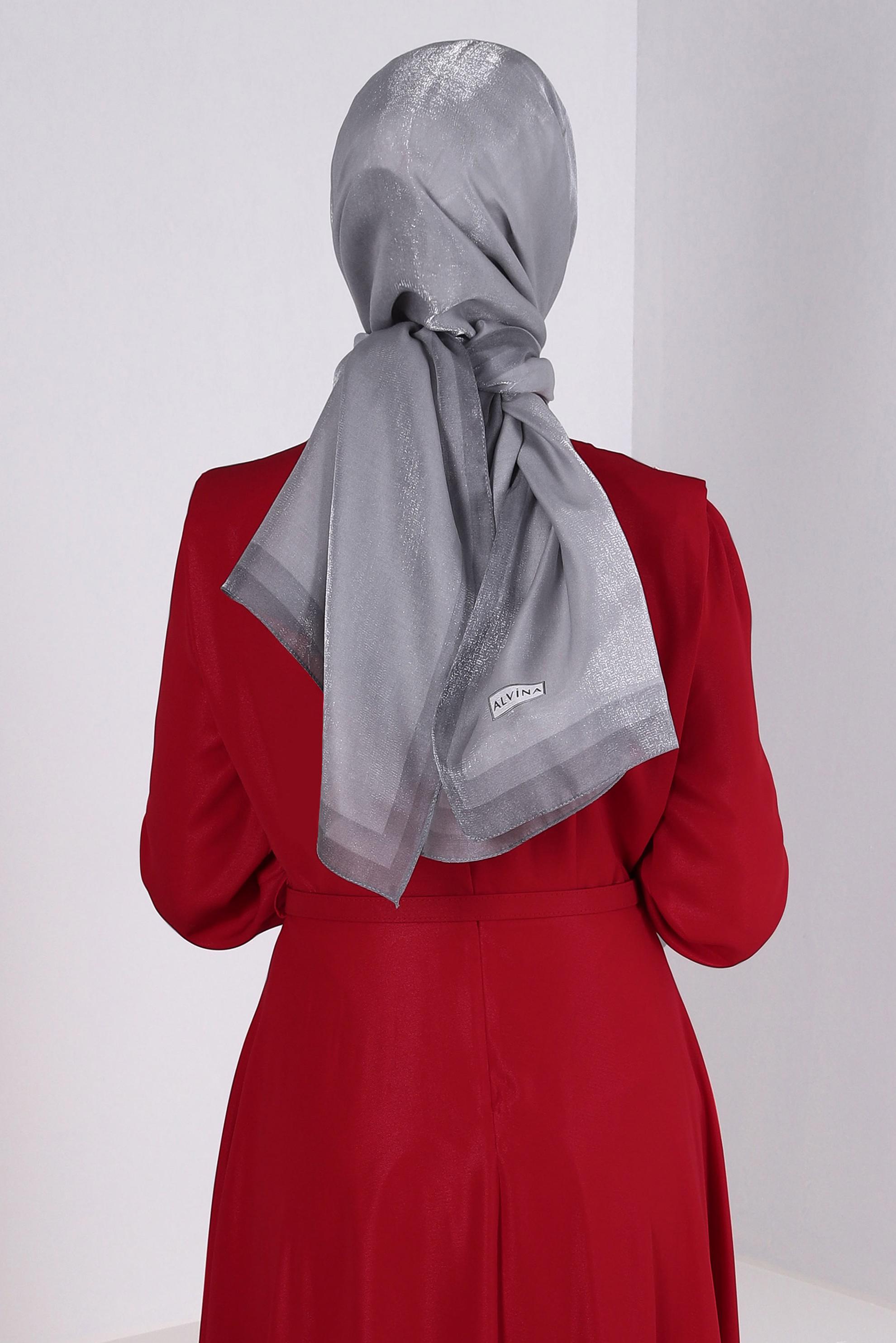 Tesettür giyim GRİ ALVİNA KEHRİBAR ŞAL 8084