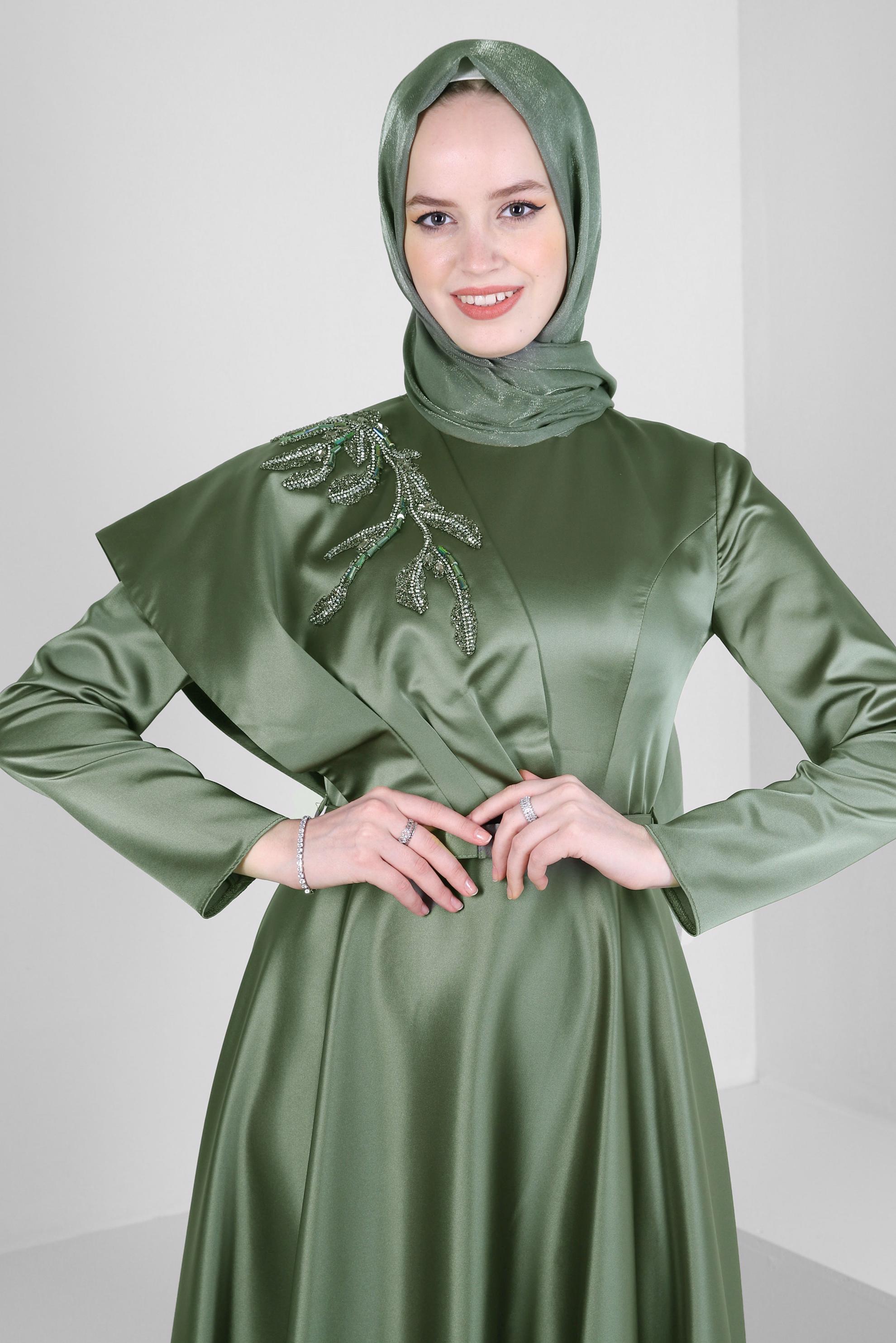 Tesettür giyim HAKİ ALVİNA KEHRİBAR ŞAL 8084