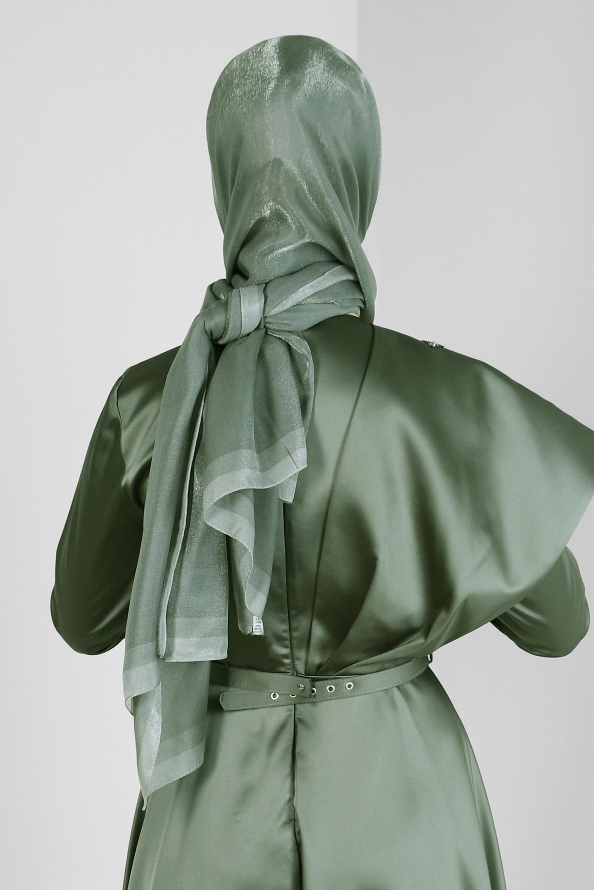 Tesettür giyim HAKİ ALVİNA KEHRİBAR ŞAL 8084