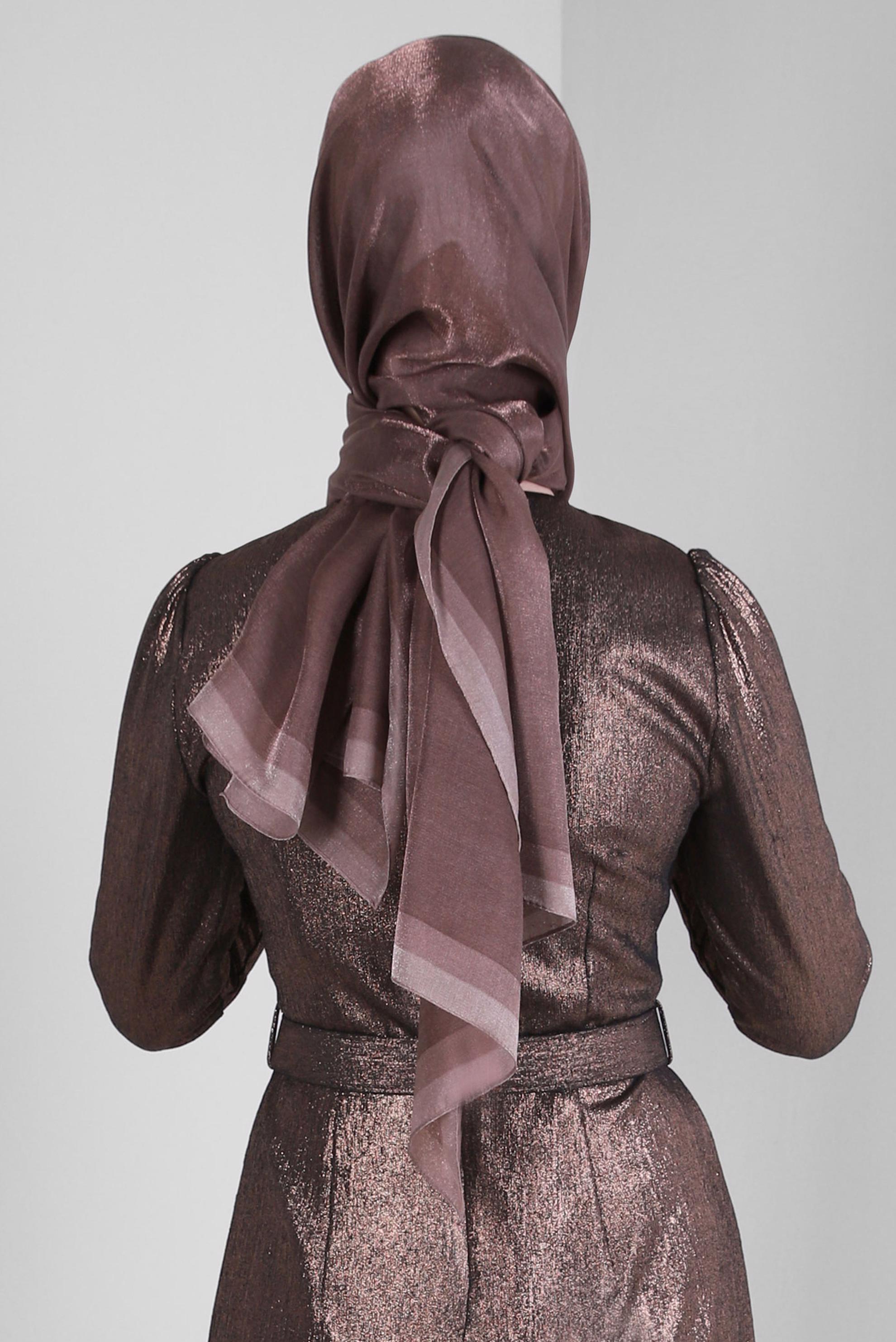 Tesettür giyim KAHVE ALVİNA KEHRİBAR ŞAL 8084