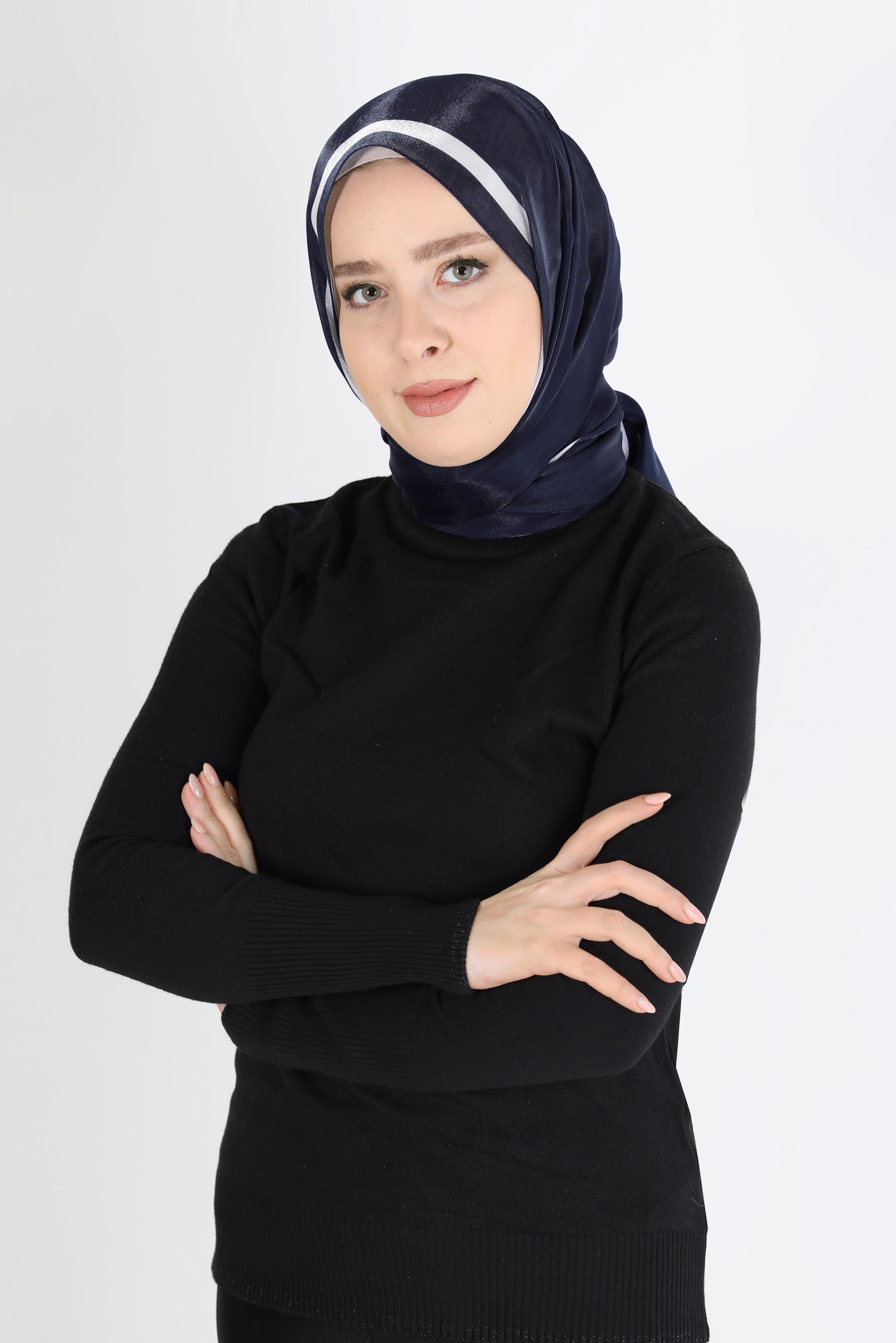 Tesettür giyim LACİVERT ALVİNA KEHRİBAR ŞAL 8084