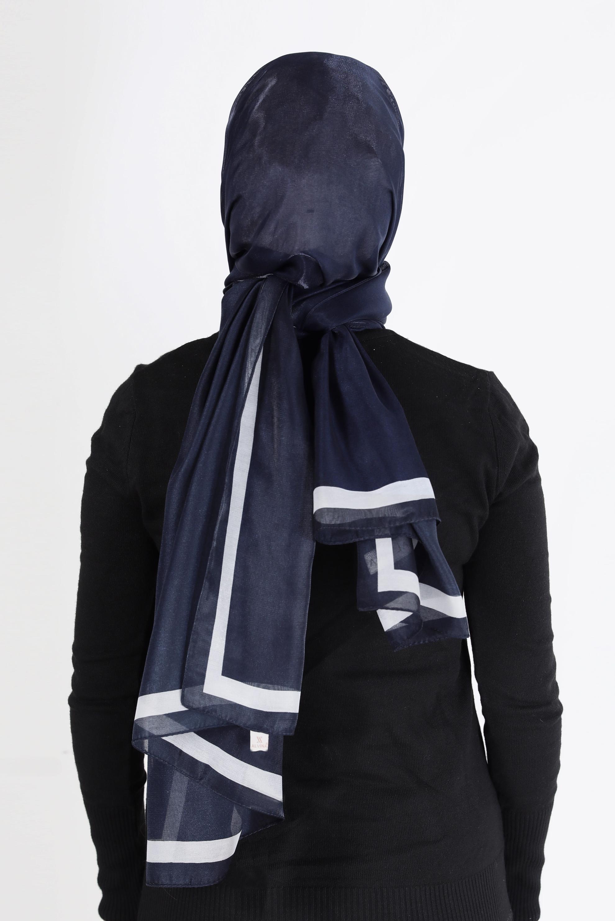 Tesettür giyim LACİVERT ALVİNA KEHRİBAR ŞAL 8084