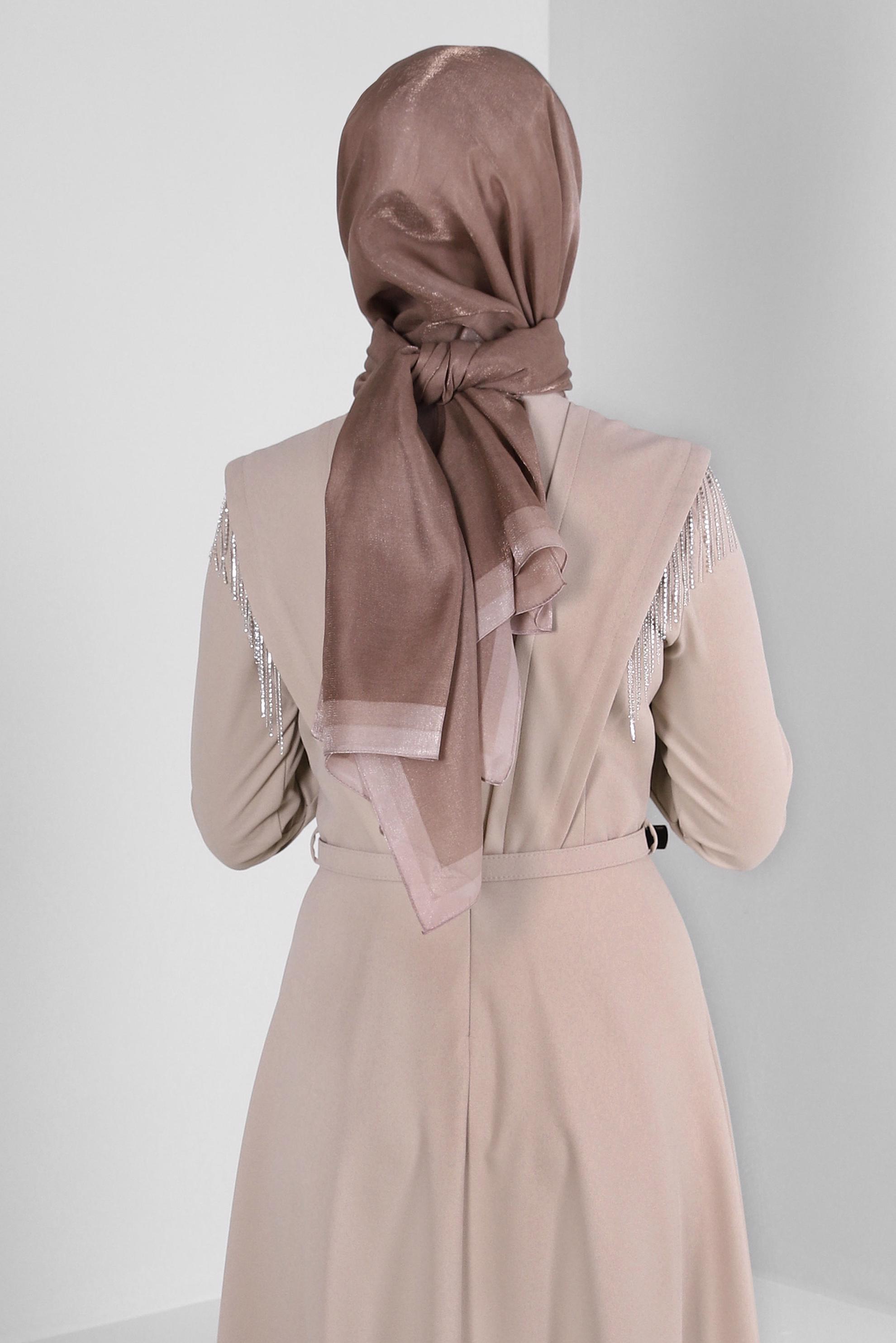 Tesettür giyim KAHVE ALVİNA KEHRİBAR ŞAL 8084