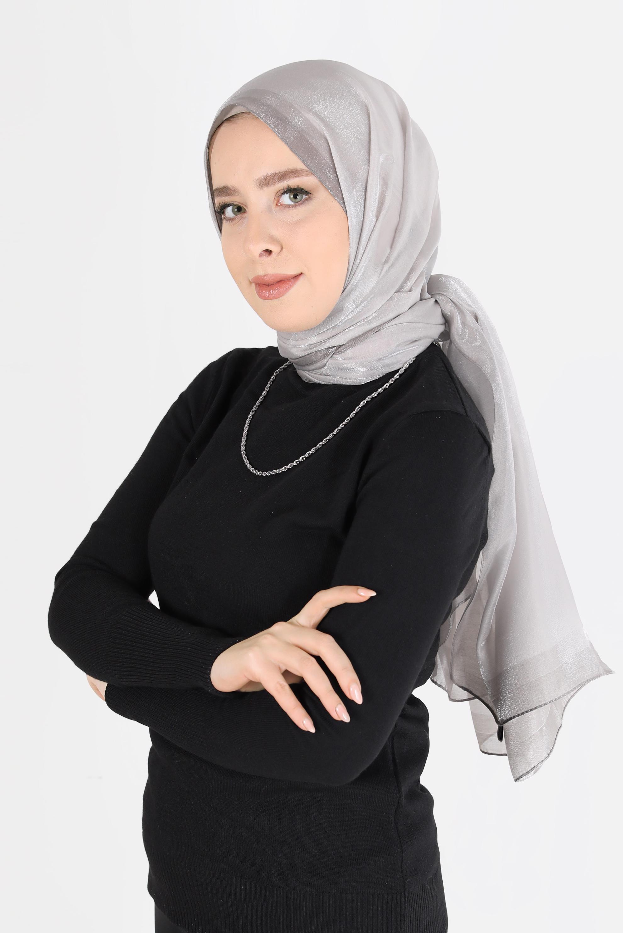 Tesettür giyim VİZON ALVİNA KEHRİBAR ŞAL 8084