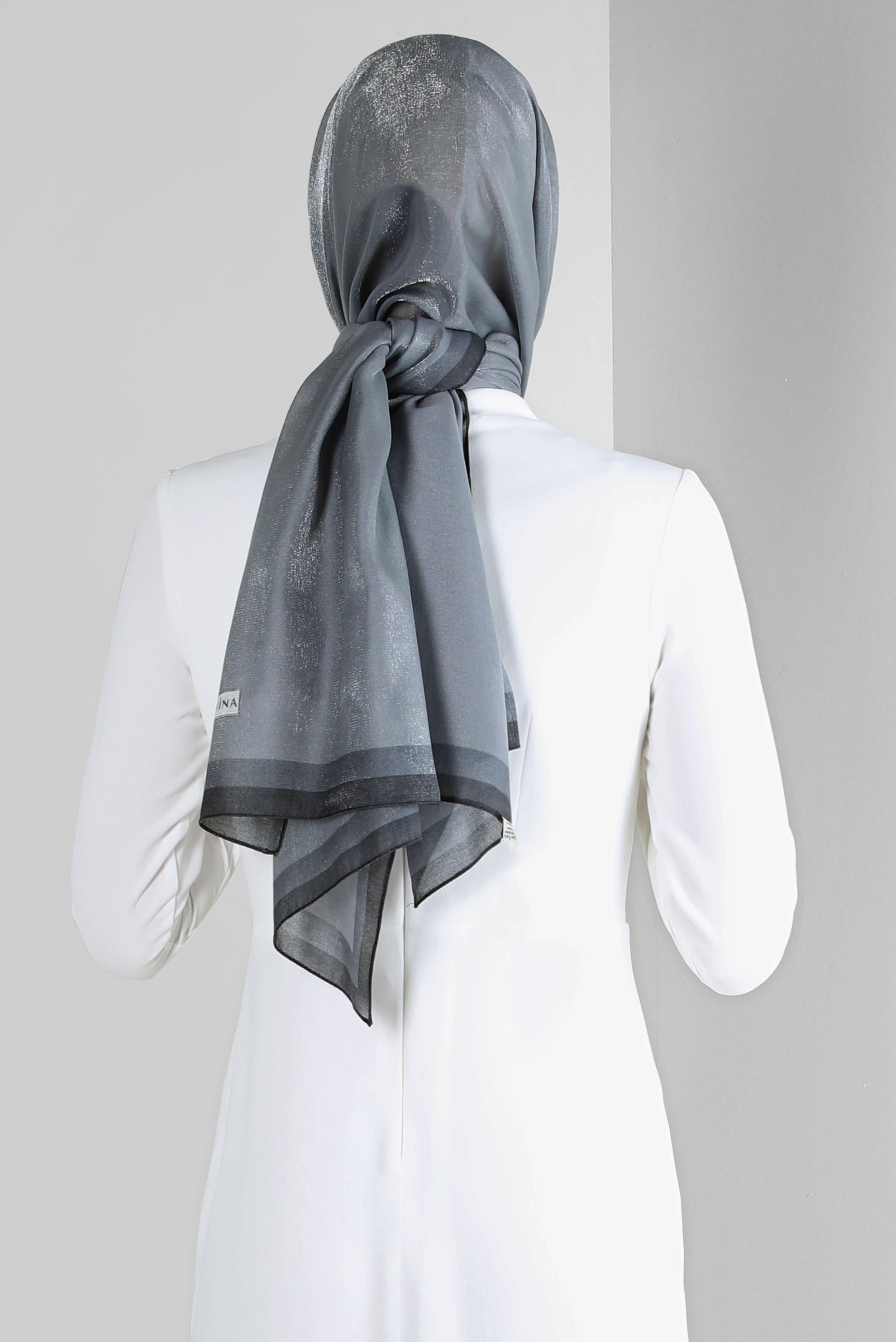 Tesettür giyim GRİ ALVİNA KEHRİBAR ŞAL 8084