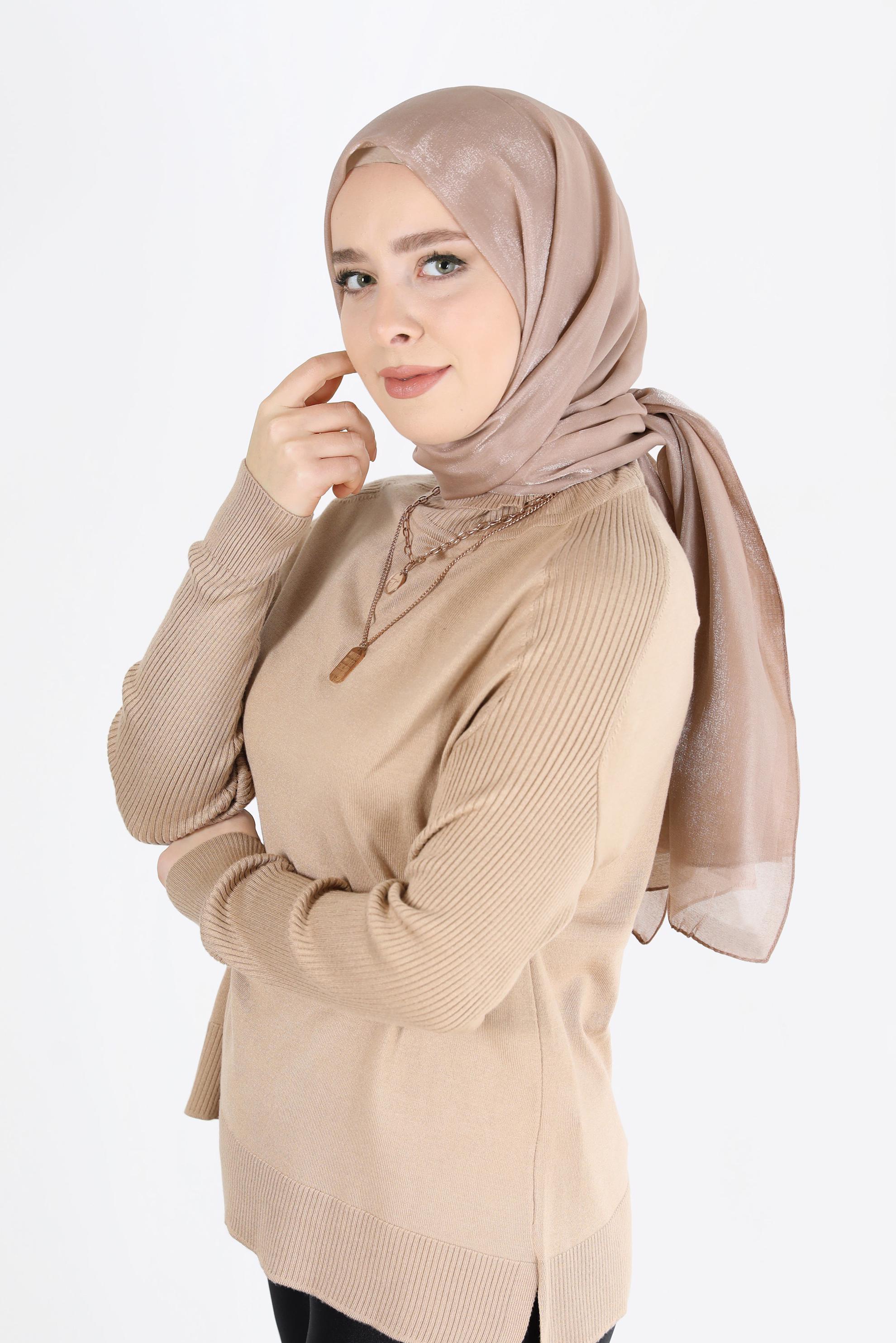 Tesettür giyim PEMBE ALVİNA KEHRİBAR ŞAL 8084