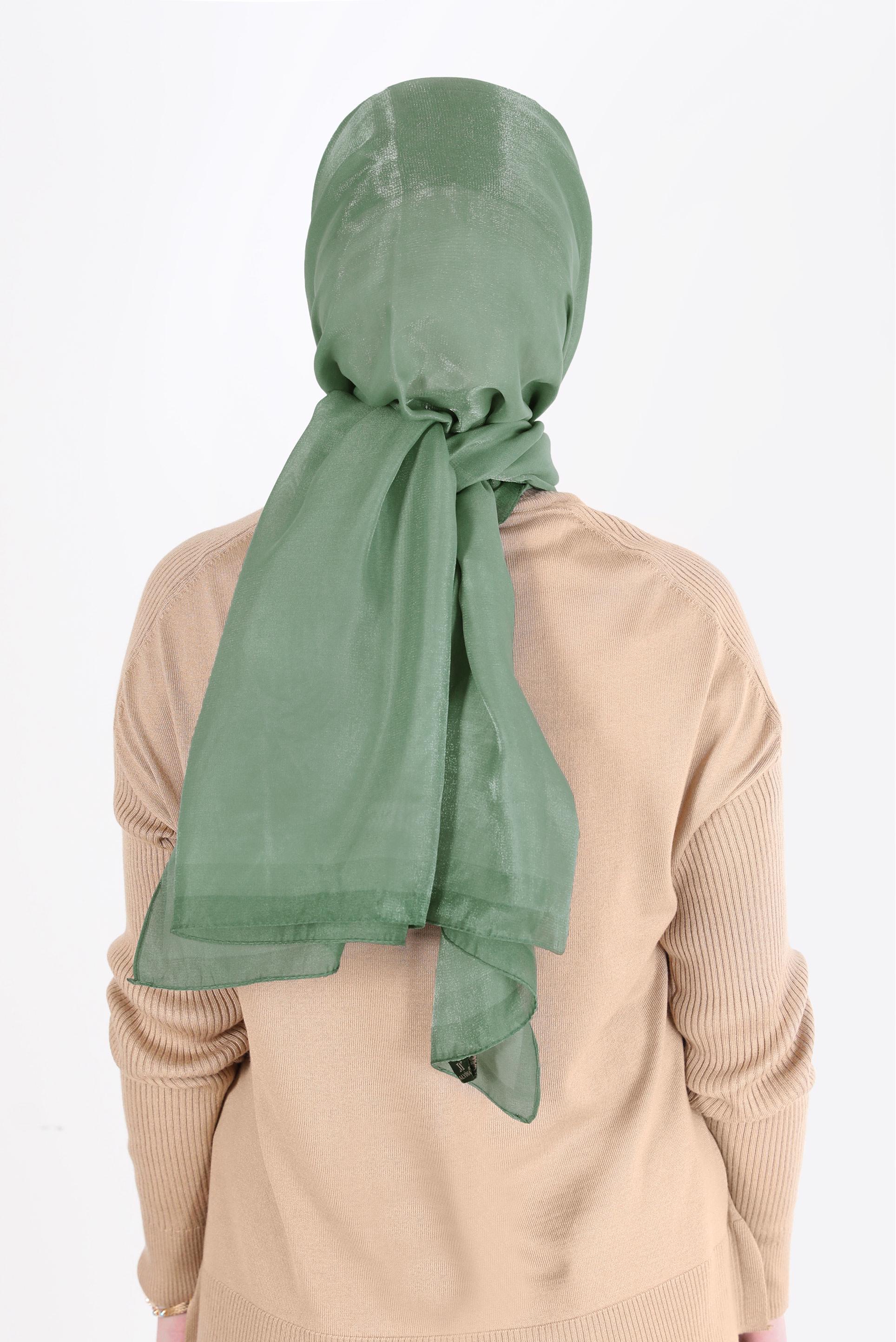 Tesettür giyim YEŞİL ALVİNA KEHRİBAR ŞAL 8084