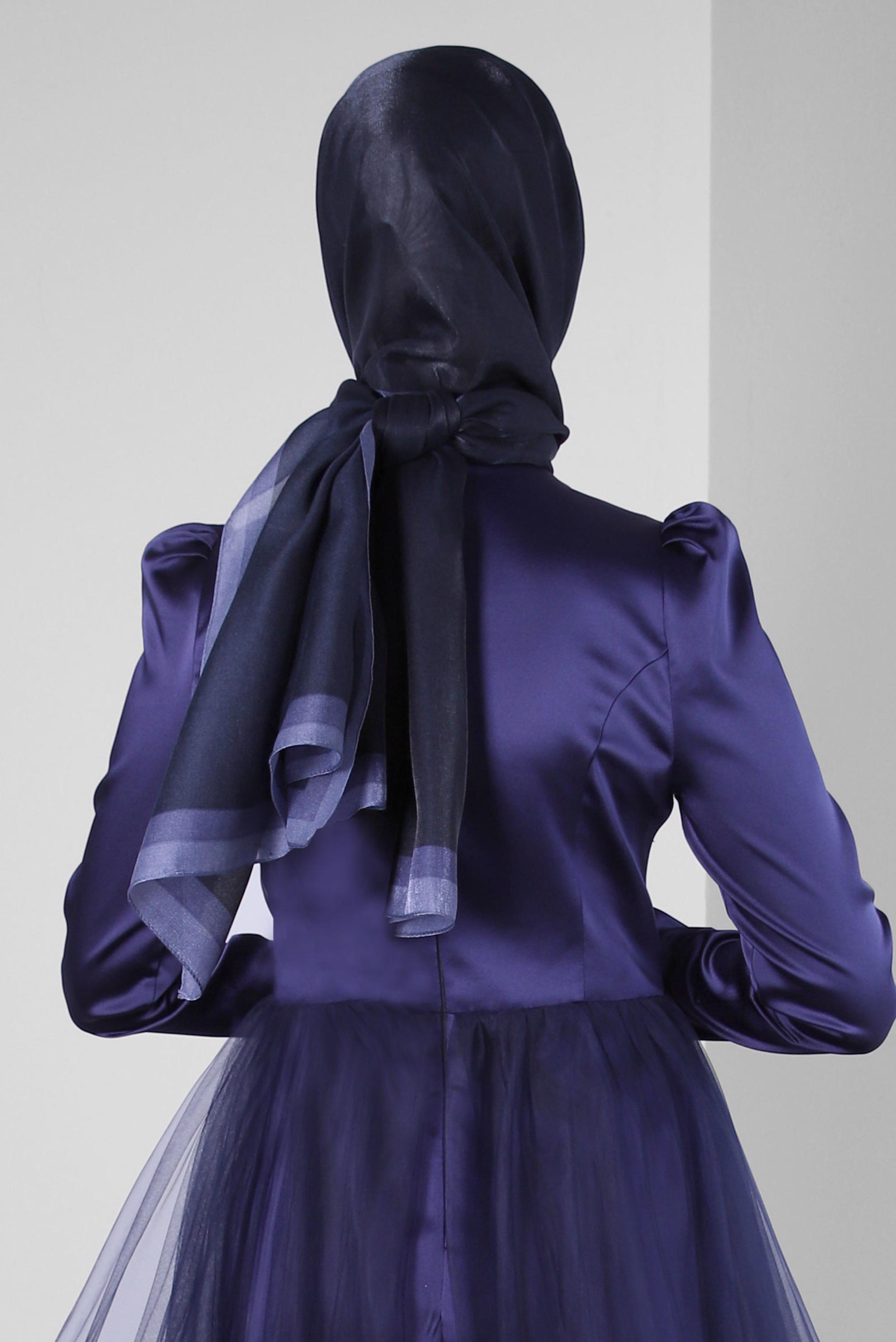 Tesettür giyim LACİVERT ALVİNA KEHRİBAR ŞAL 8084