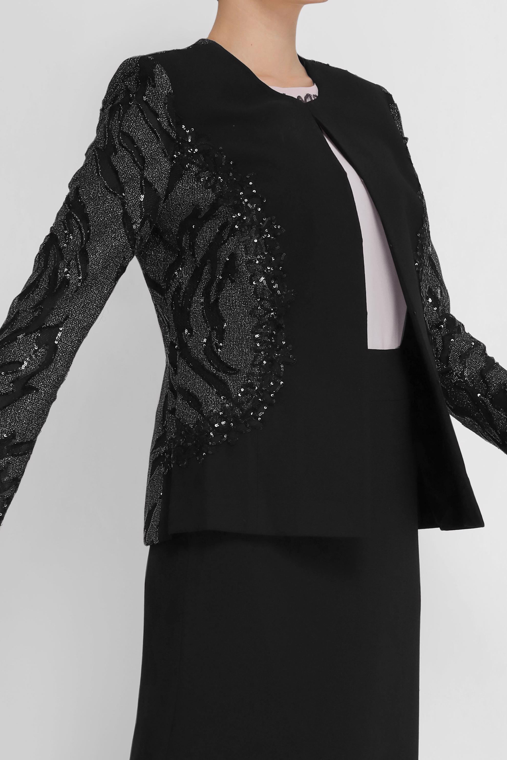 Tesettür giyim SİYAH KOLLARI DANTEL DETAYLI PUL EFEKTLİ ÜÇLÜ TAKIM 30149 