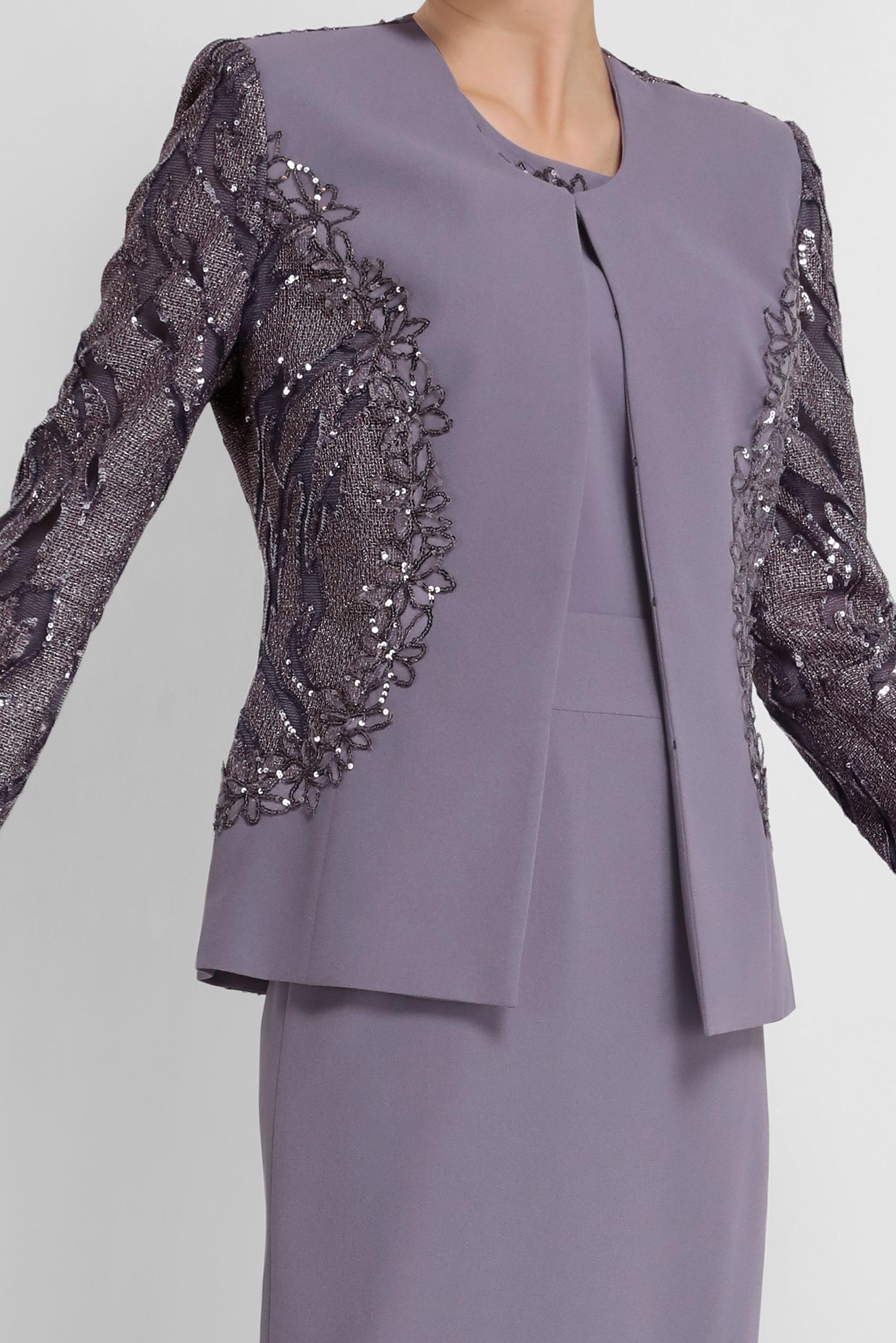 Tesettür giyim MOR KOLLARI DANTEL DETAYLI PUL EFEKTLİ ÜÇLÜ TAKIM 30149 