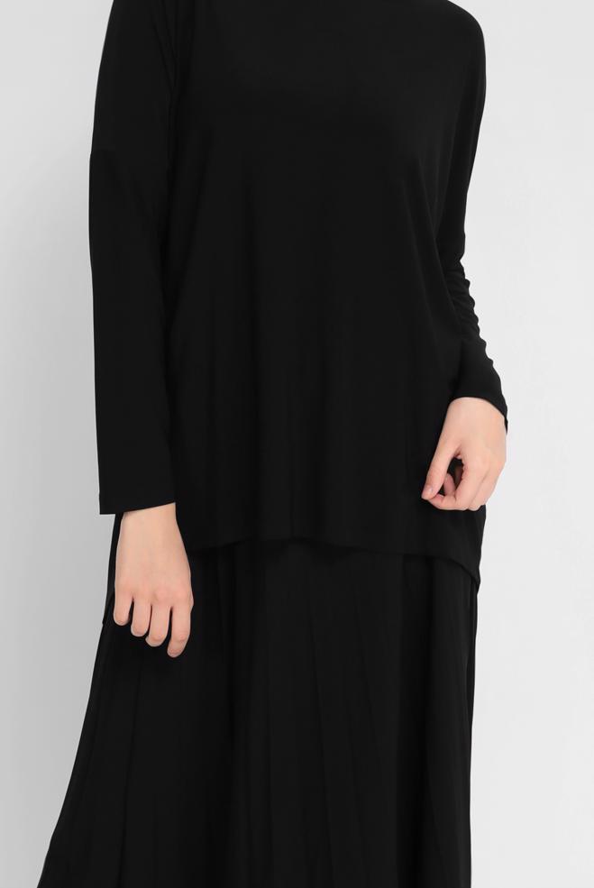 Tesettür giyim  ASİMETRİK KESİM İKİLİ ETEKLİ TAKIM 41392 - ALVİNA