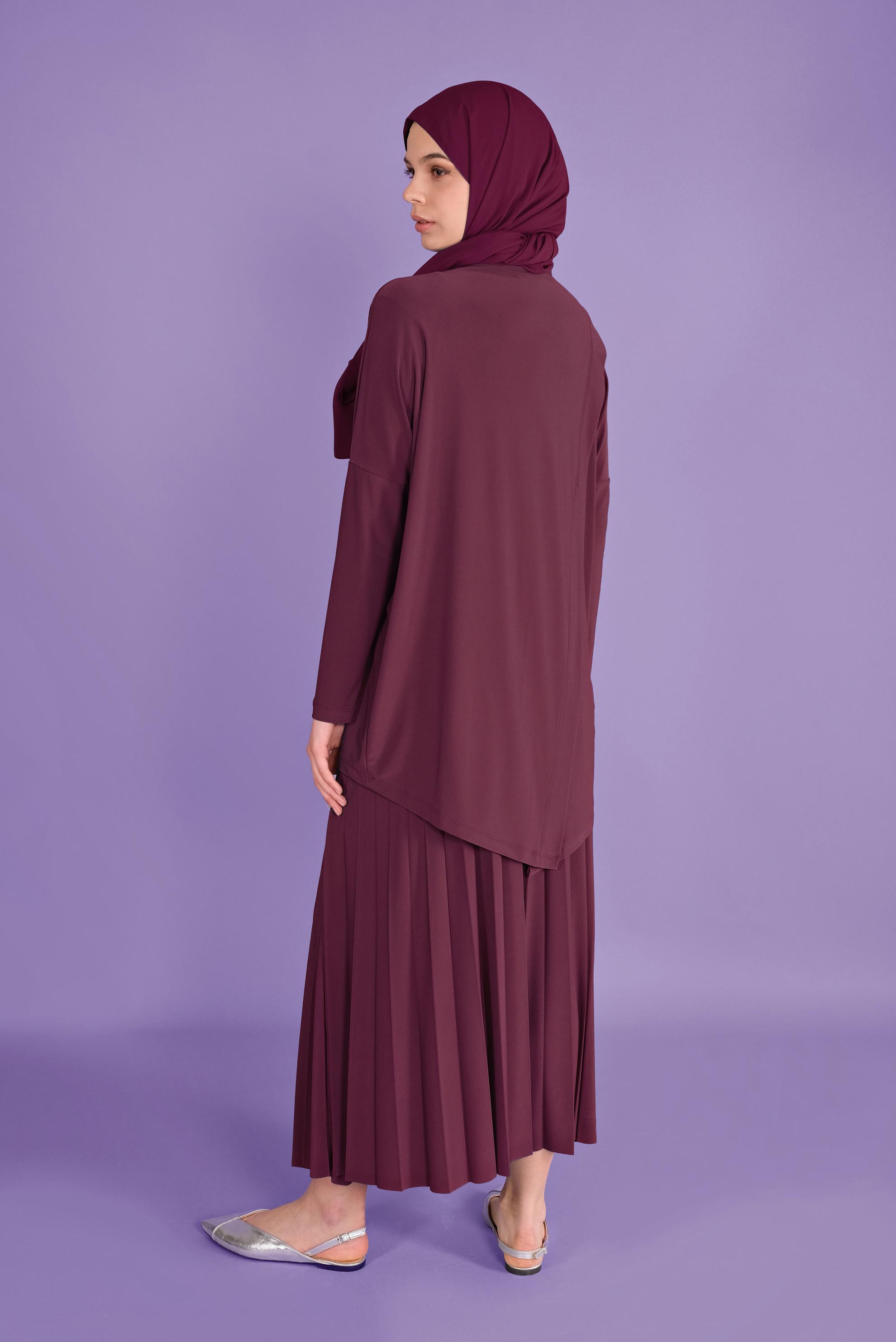 Hijab clothing PURPLE ASYMMETRIC CUT 2-PIECE SKIRTED SUIT 41392