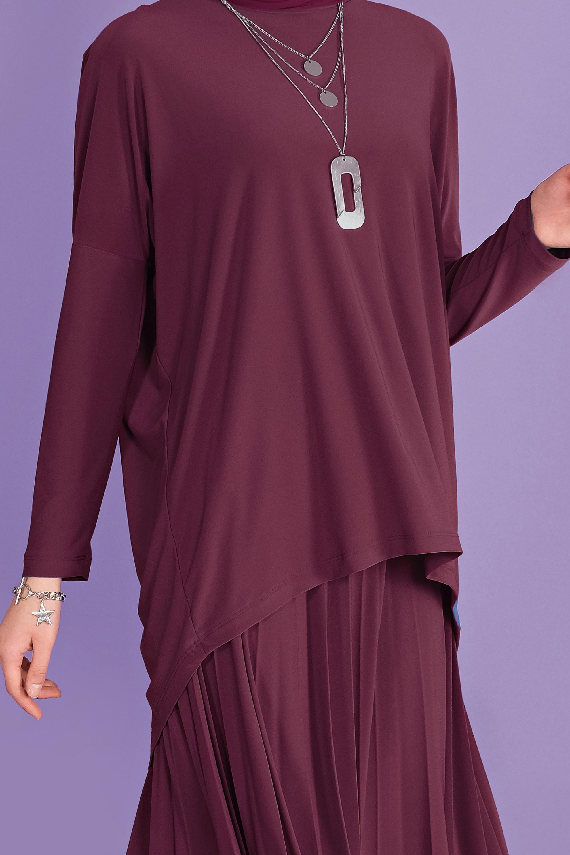 Hijab clothing PURPLE ASYMMETRIC CUT 2-PIECE SKIRTED SUIT 41392