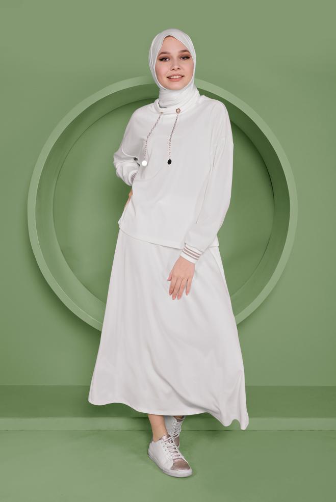 Hijab clothing  CHAIN DETAILED SKIRTED SUIT 41412 - ALVİNA