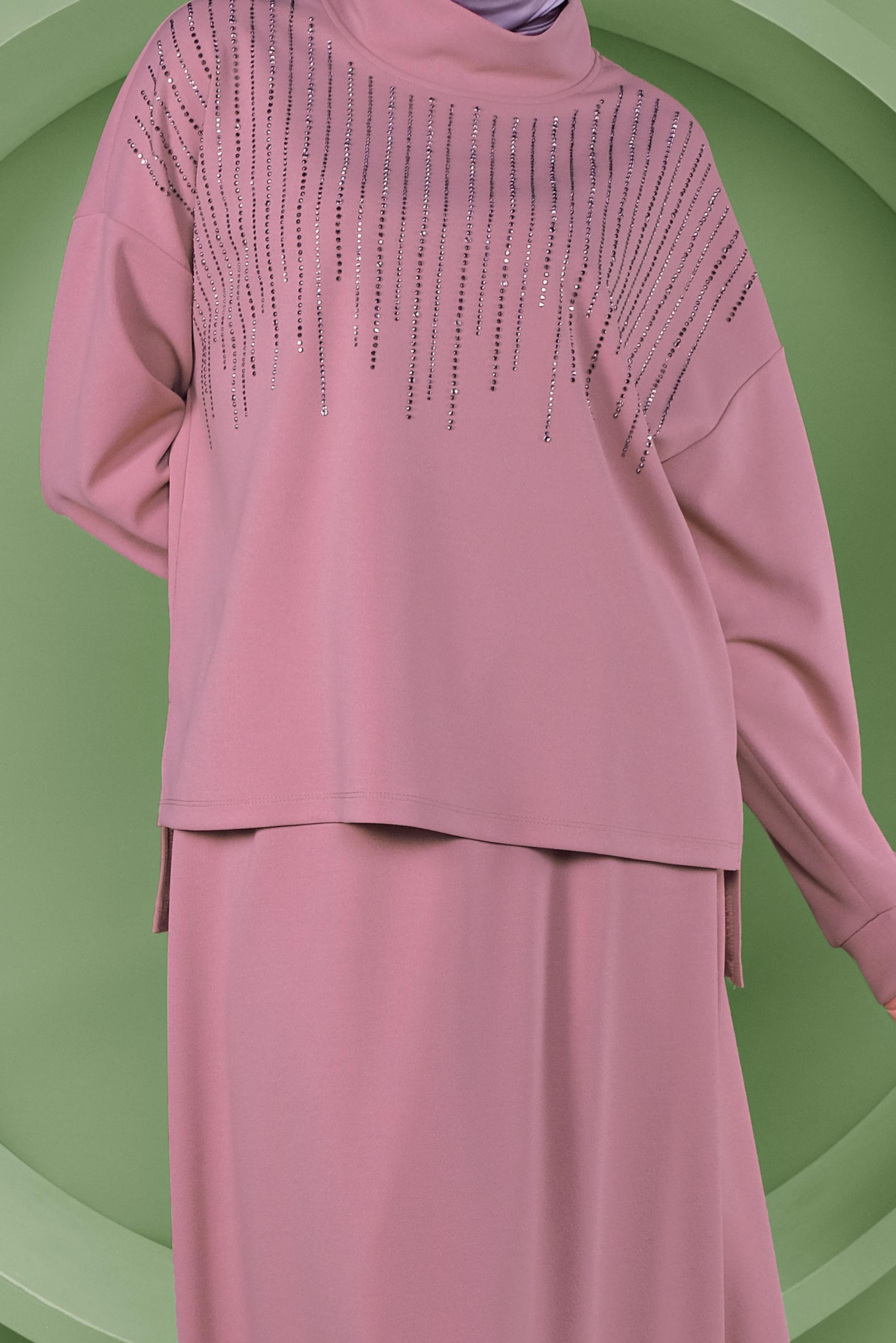 Hijab clothing POWDER STONE PRINTED 2-PIECE SKIRT SUIT 41413 