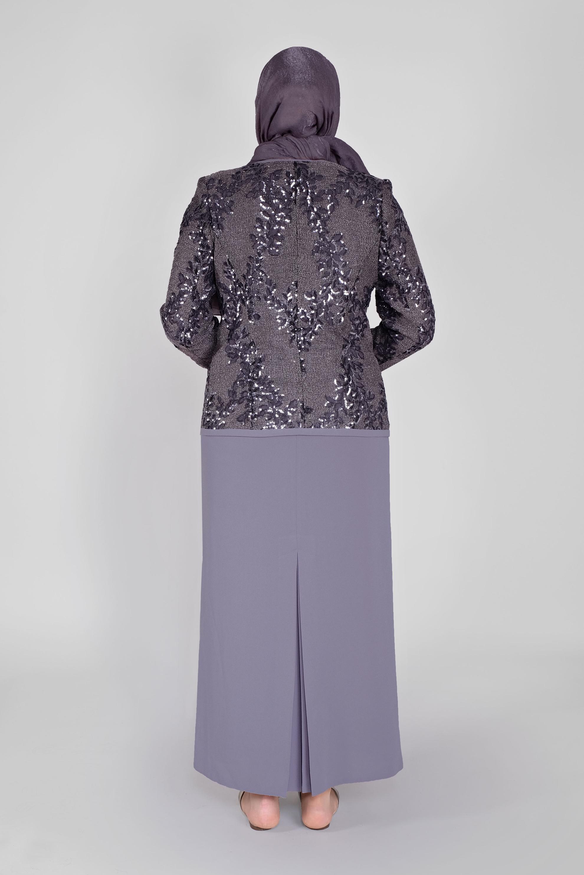 Vêtements hijab POURPRE COSTUME 2 PIÈCES À PAILLETTES AVEC VESTE 30103