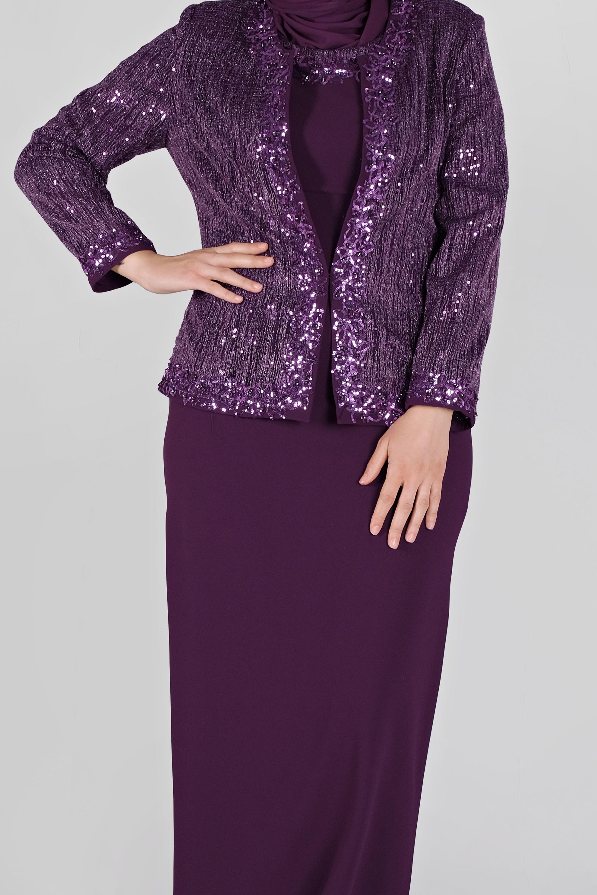 Vêtements hijab PRUNE COSTUME À PAILLETTES AVEC ROBE 30105