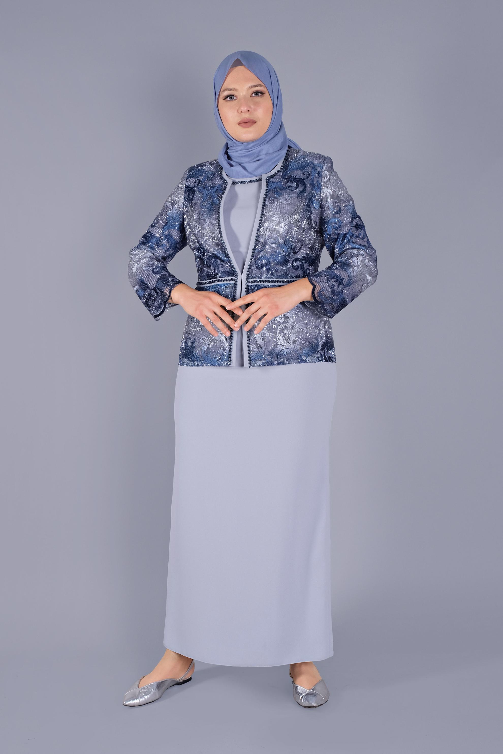 Tesettür giyim LACİVERT ETEKLİ TAKIM 30106