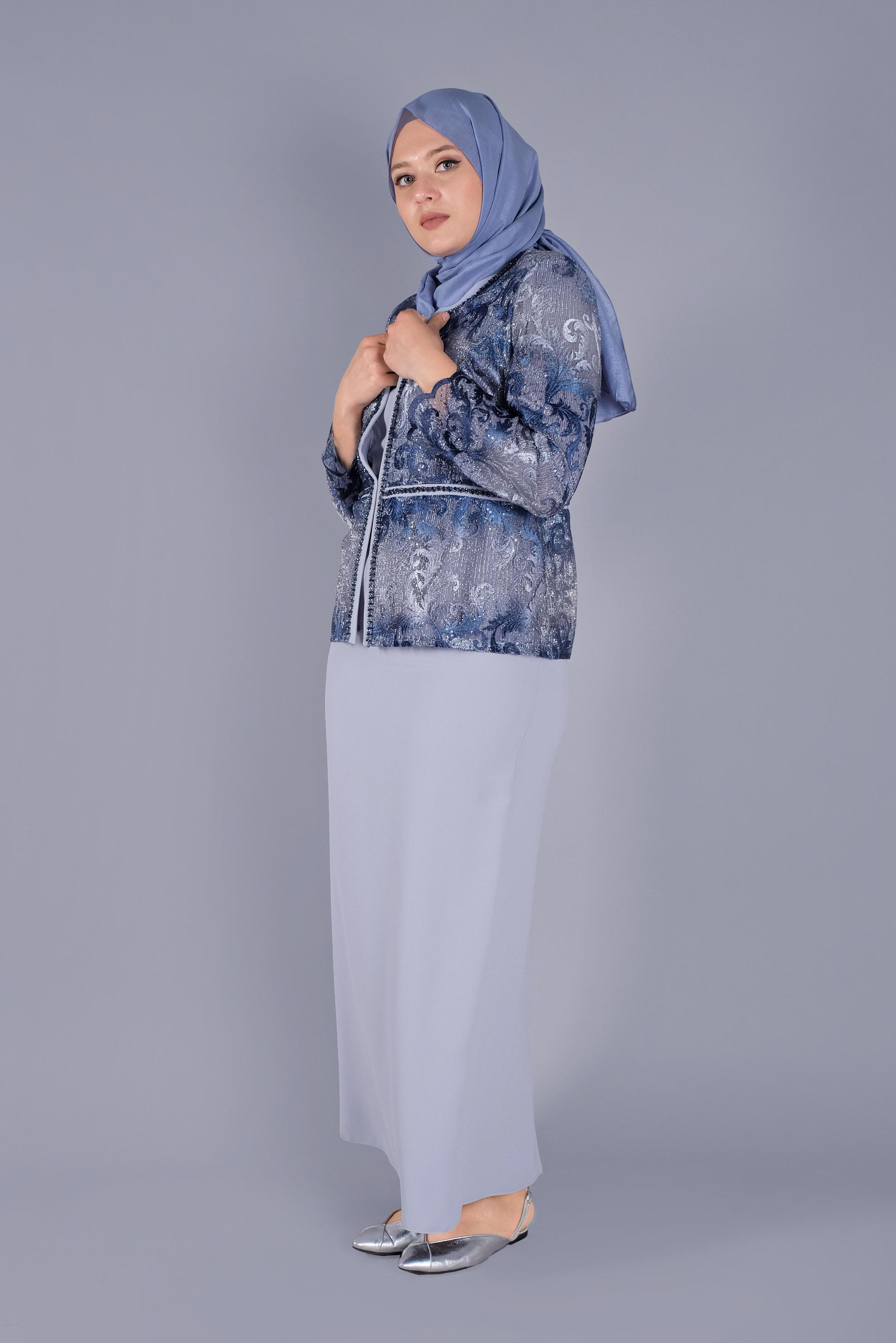 Tesettür giyim LACİVERT ETEKLİ TAKIM 30106