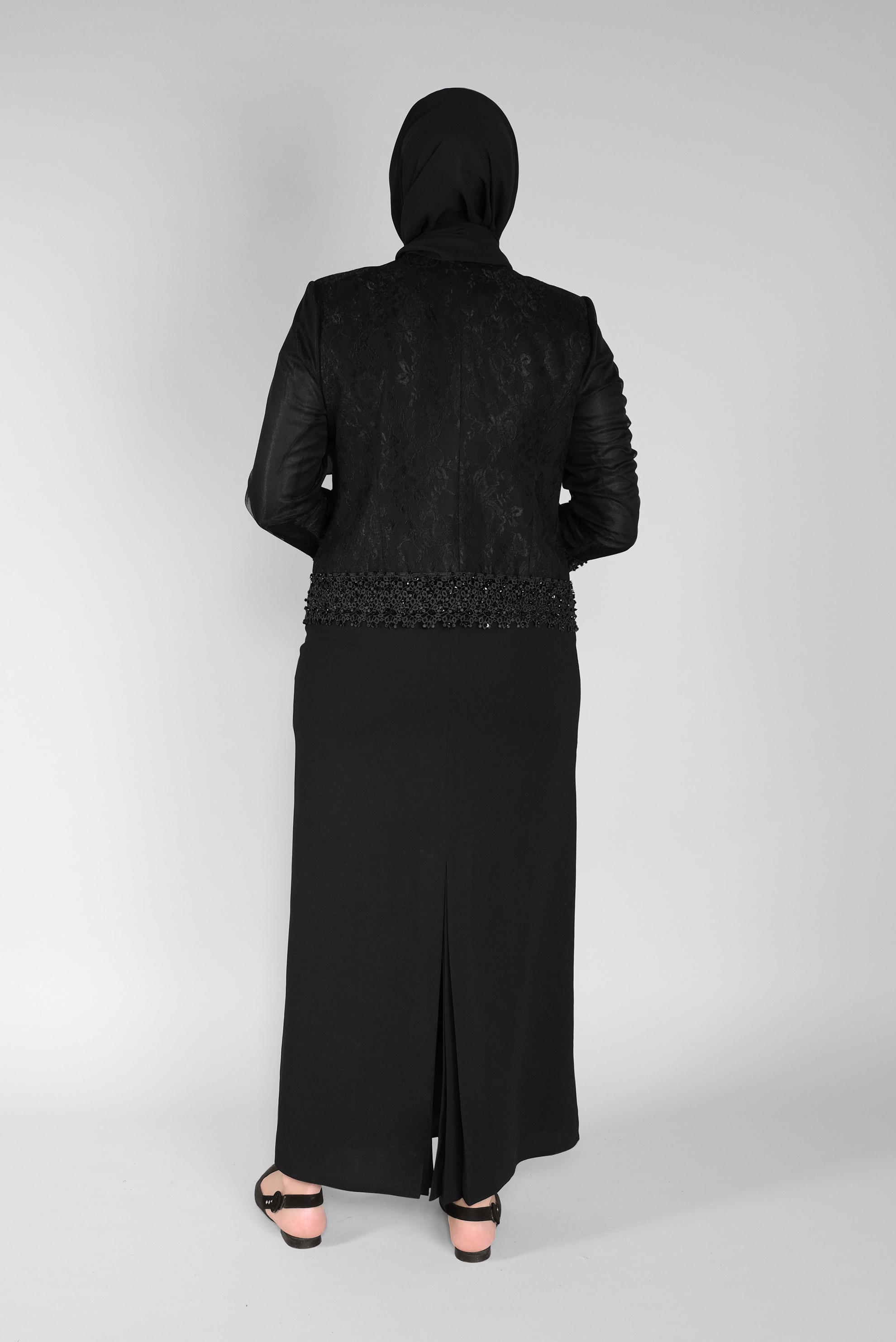 Hijab clothing BLACK BEADED LACE SUIT WITH DRESS 30109 