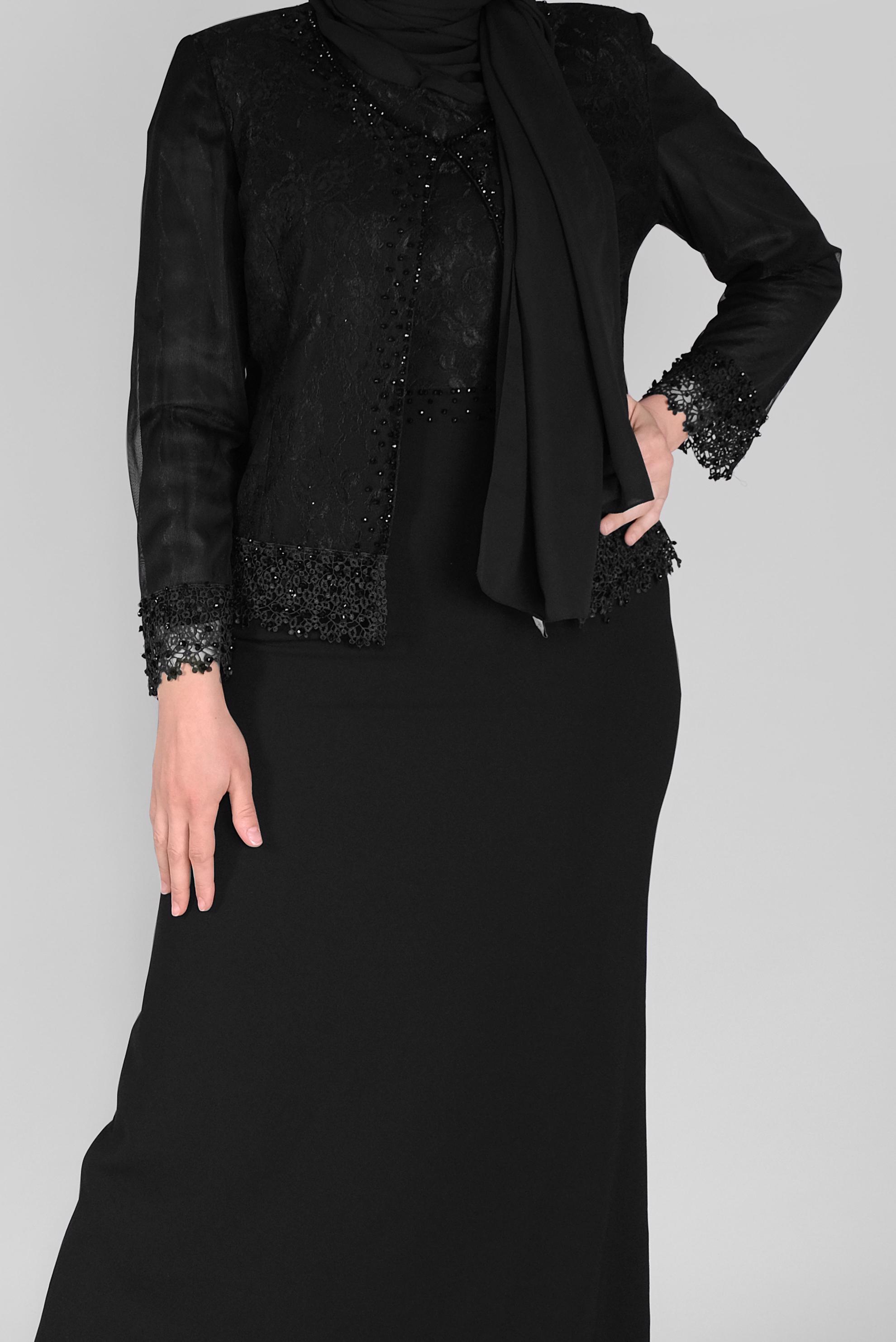Hijab clothing BLACK BEADED LACE SUIT WITH DRESS 30109 