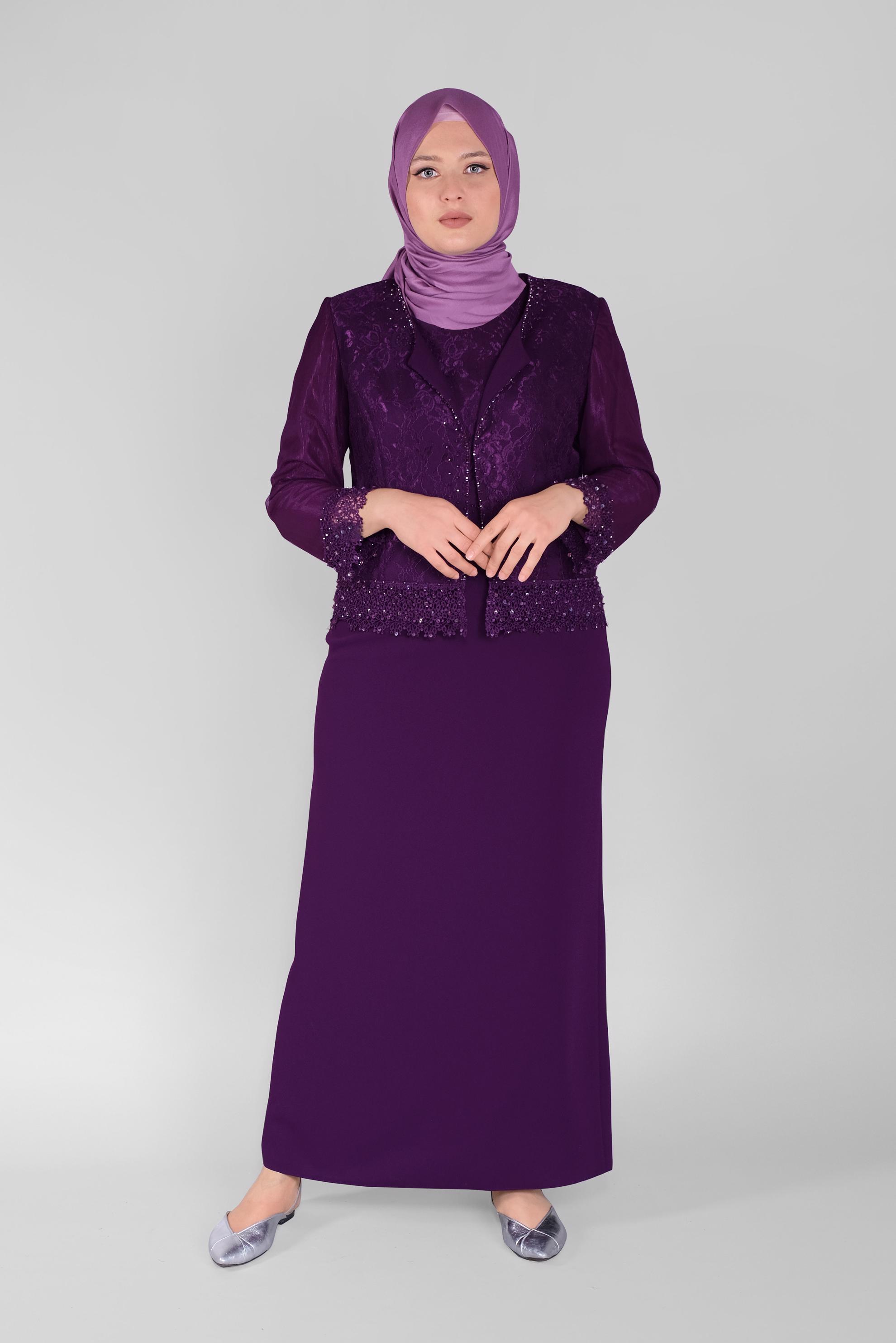 Hijab clothing DAMSON BEADED LACE SUIT WITH DRESS 30109 