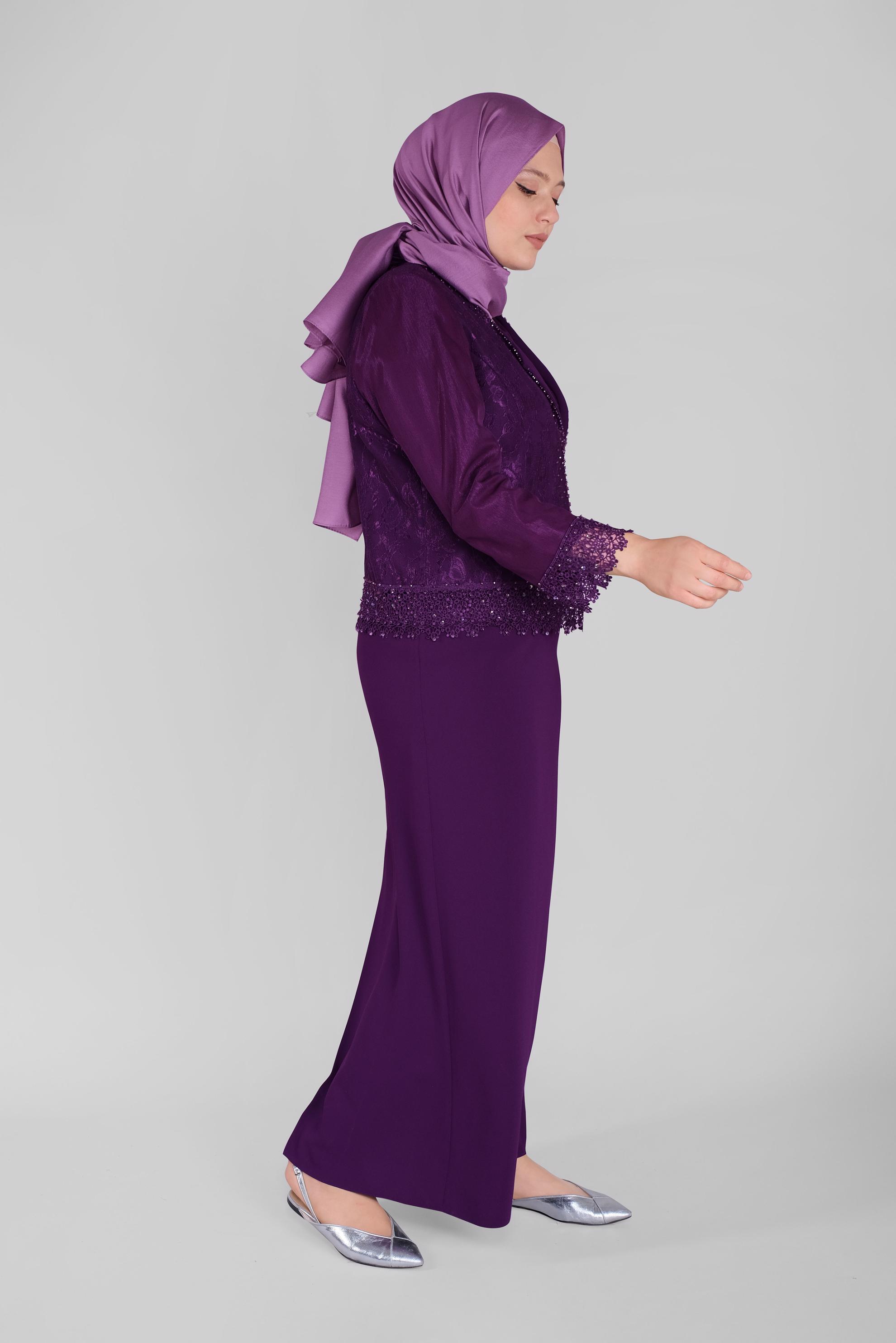 Hijab clothing DAMSON BEADED LACE SUIT WITH DRESS 30109 