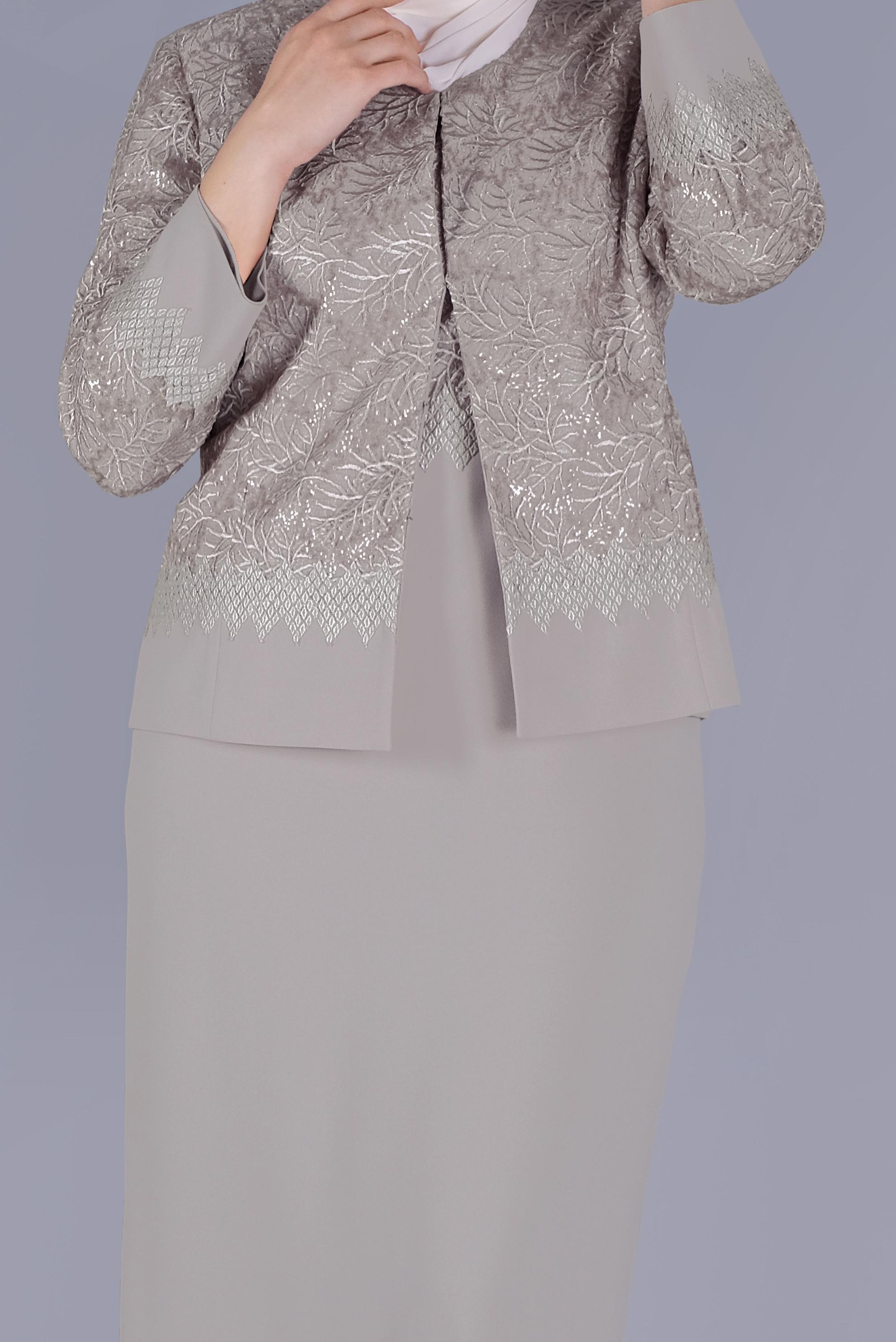 Hijab clothing BEIGE 2-PIECE EMBROIDERED SUIT WITH DRESS 30159 