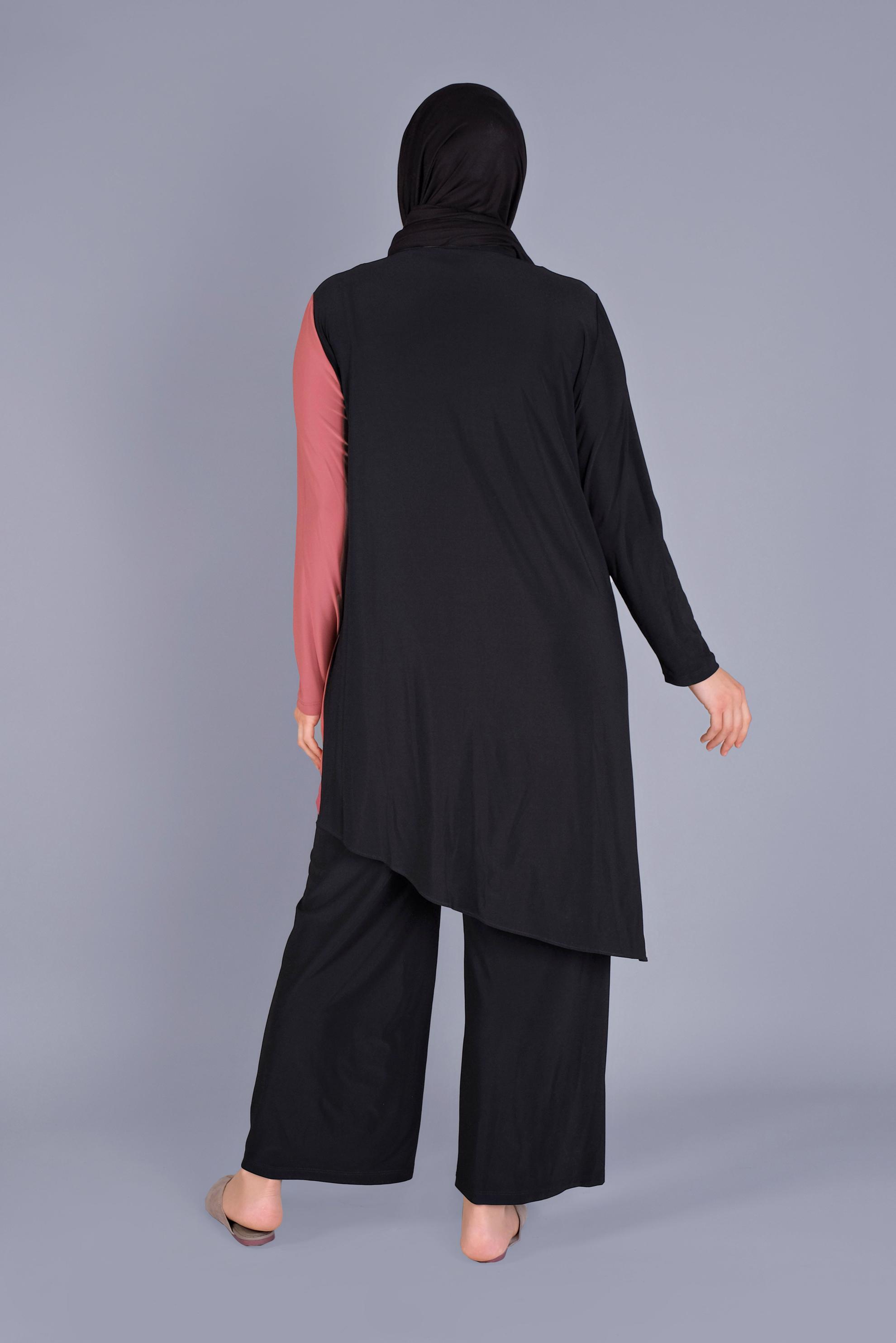 Tesettür giyim SİYAH ÇOK RENKLİ İKİLİ PANT. TAKIM 20131 