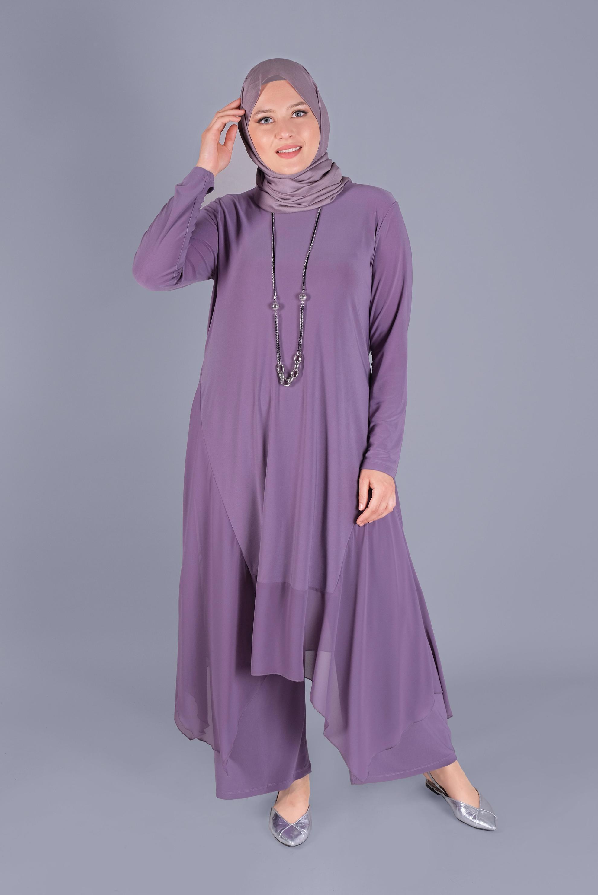 Hijab clothing PURPLE  2 PIECE SUIT WITH PANTS 20132 