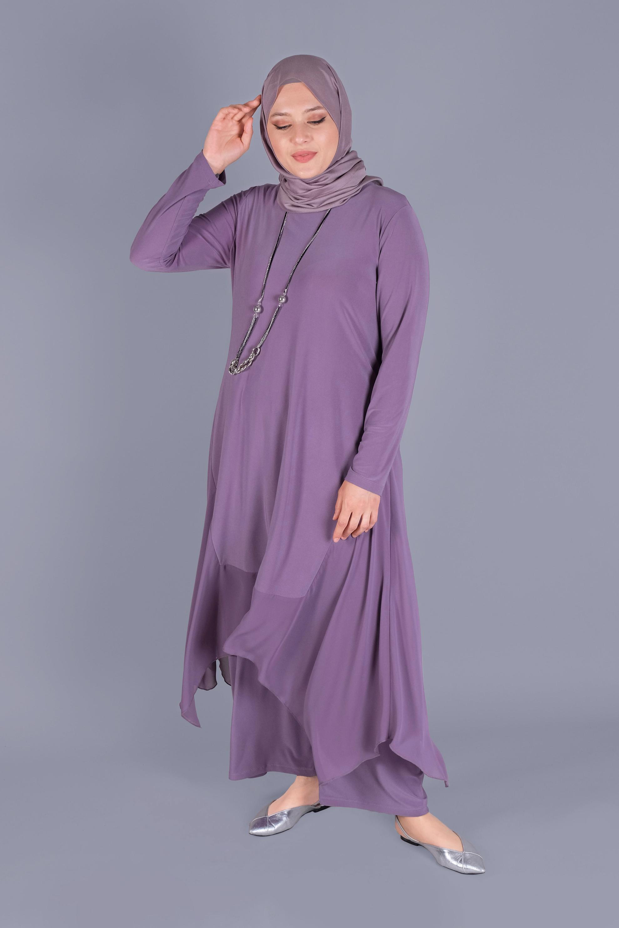 Hijab clothing PURPLE  2 PIECE SUIT WITH PANTS 20132 