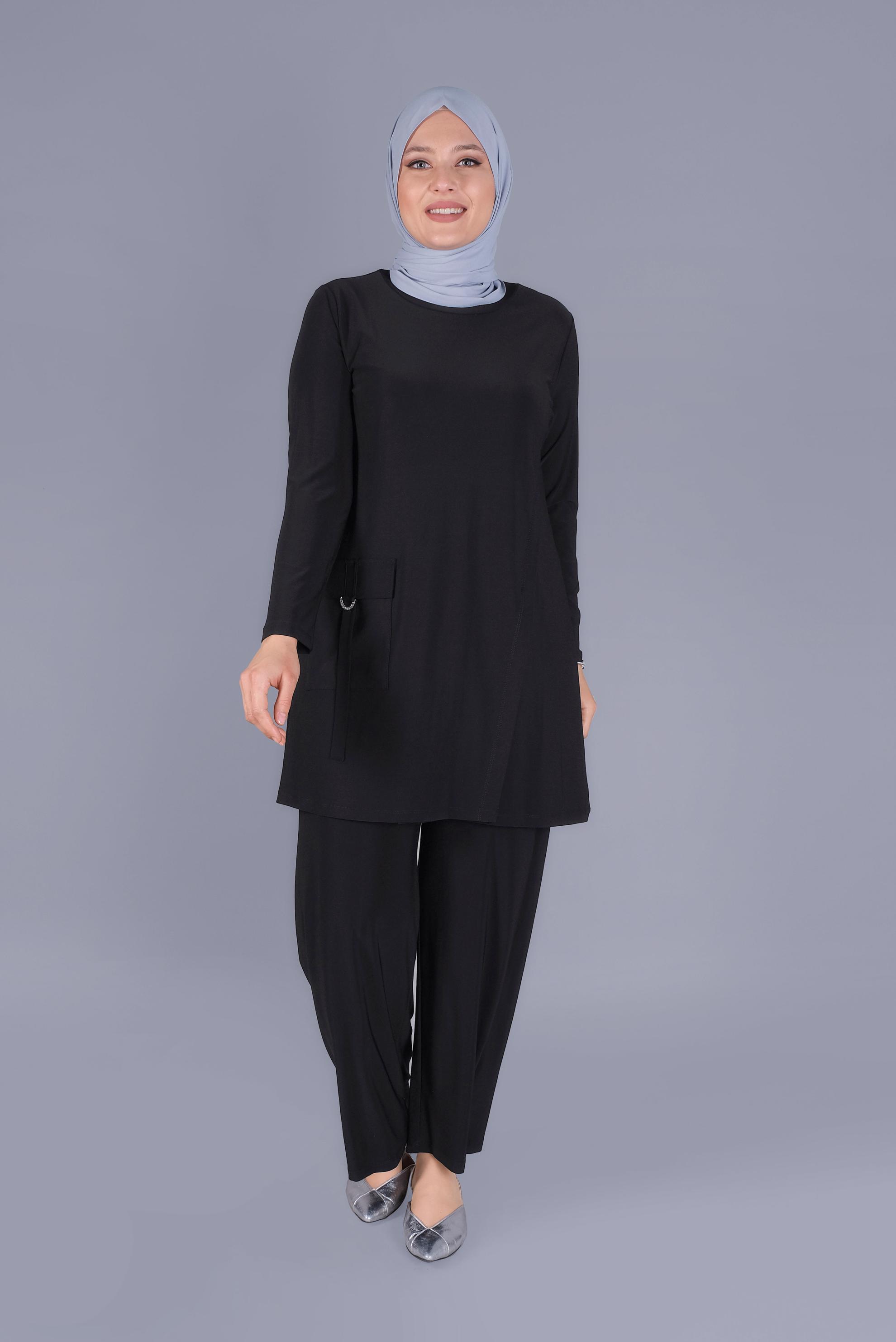 Hijab clothing BLACK PANTS SUIT WITH POCKET DETAIL 20157