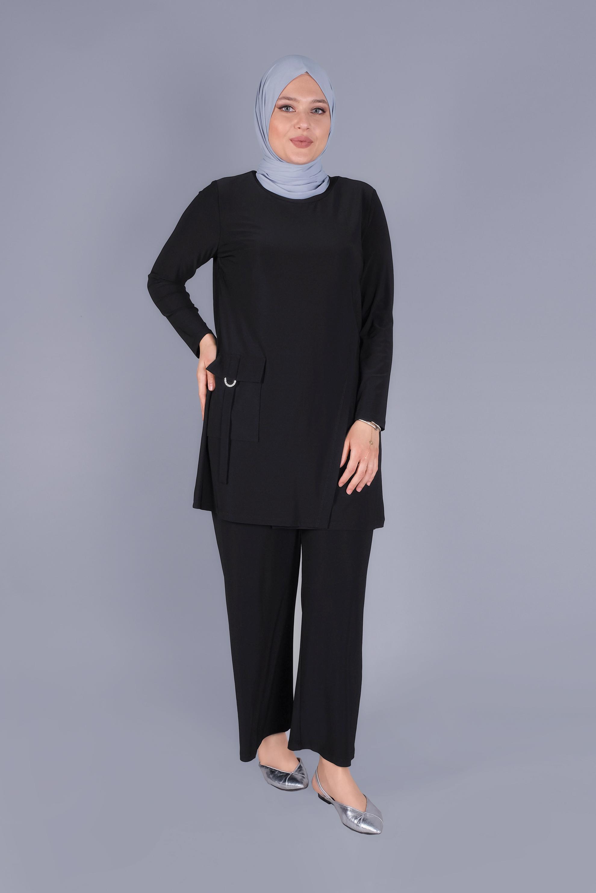 Hijab clothing BLACK PANTS SUIT WITH POCKET DETAIL 20157