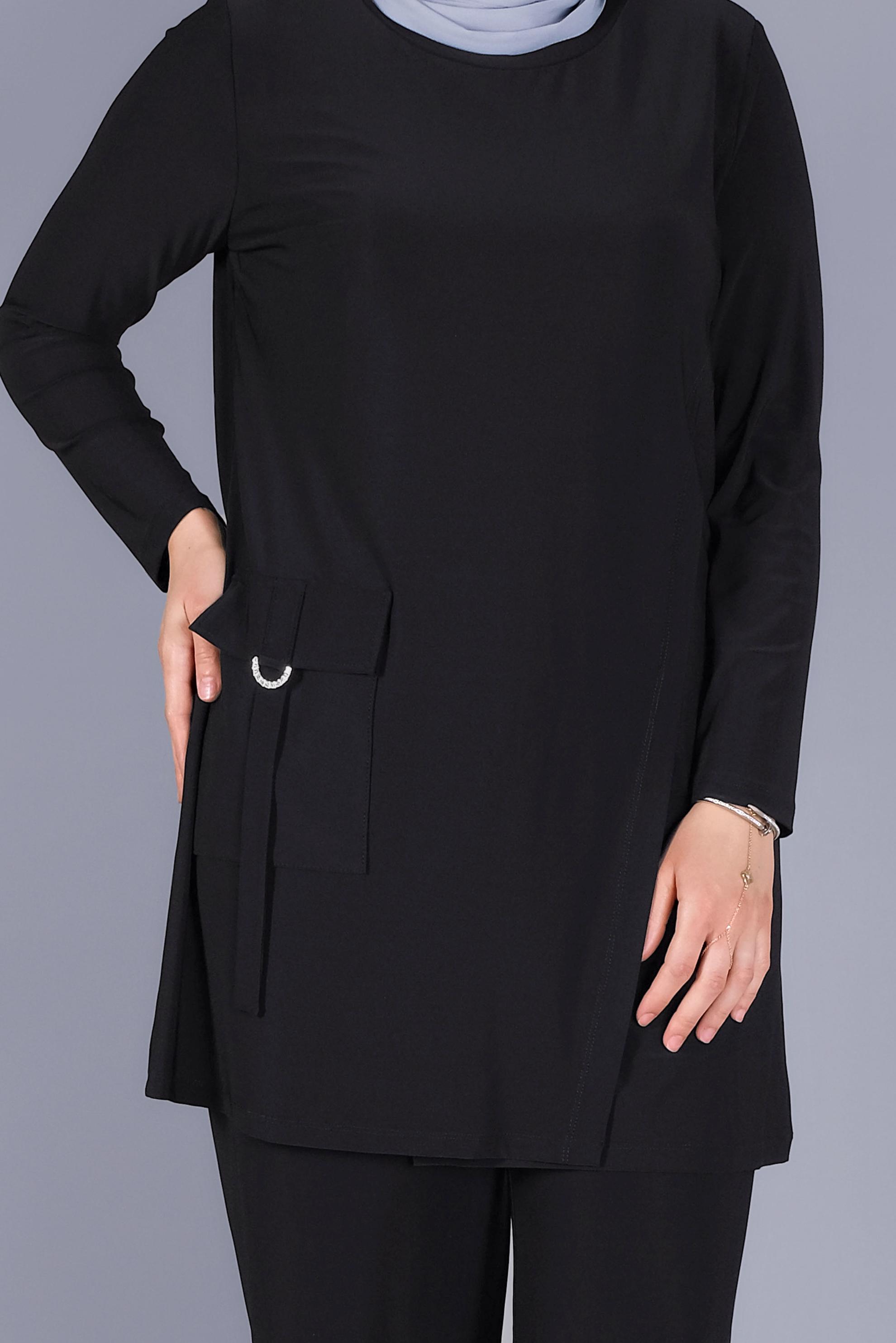 Hijab clothing BLACK PANTS SUIT WITH POCKET DETAIL 20157