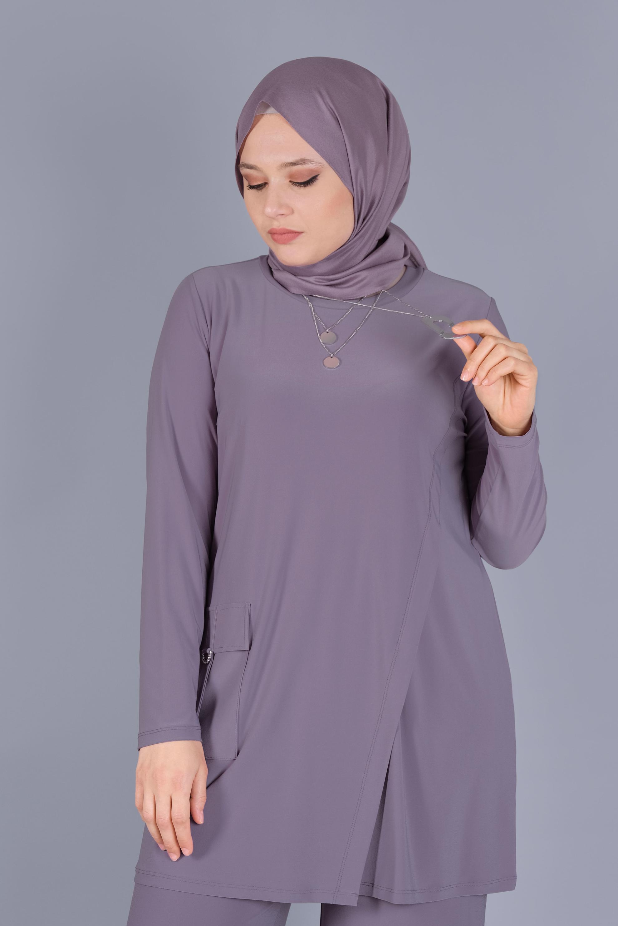 Hijab clothing PURPLE PANTS SUIT WITH POCKET DETAIL 20157