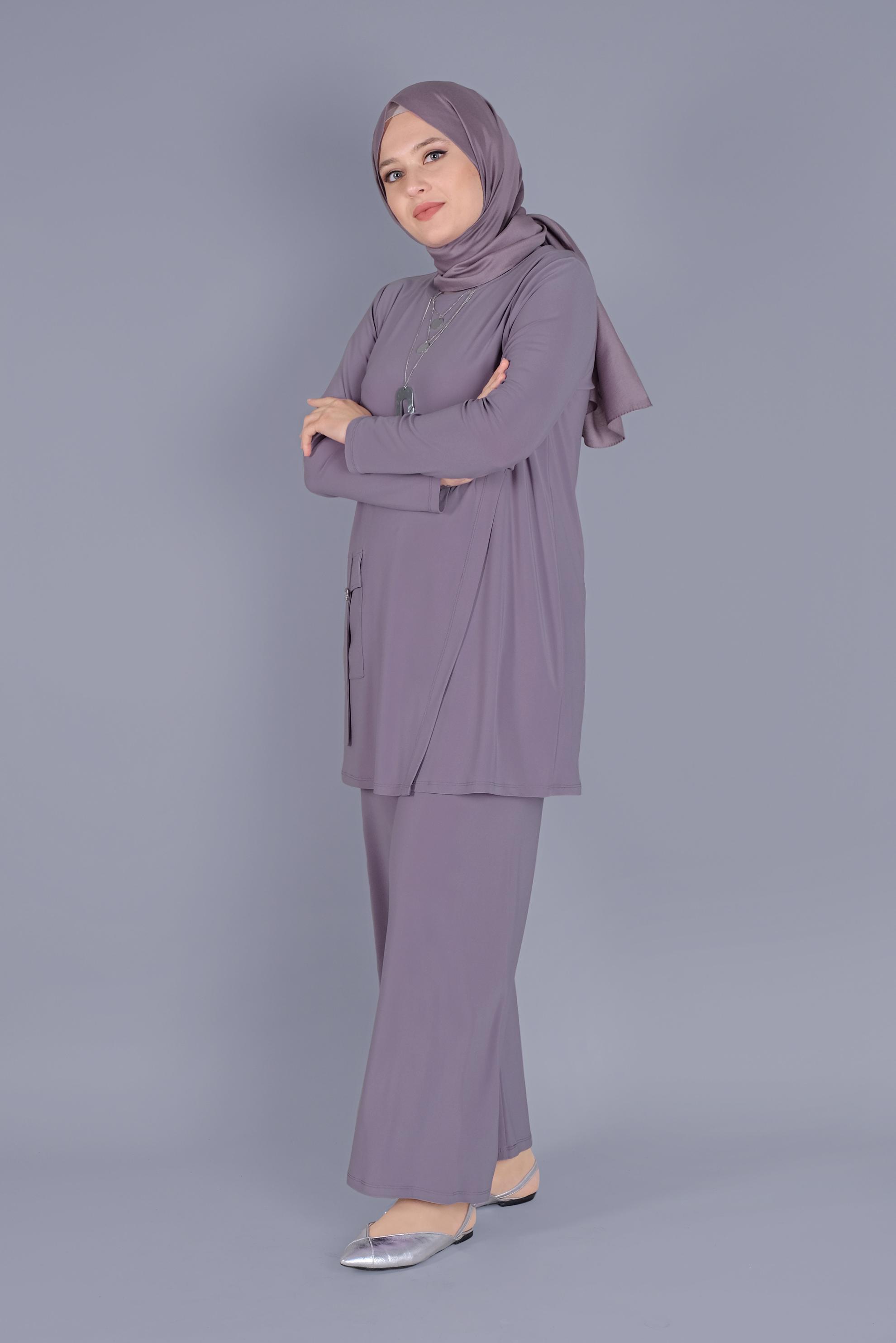 Hijab clothing PURPLE PANTS SUIT WITH POCKET DETAIL 20157