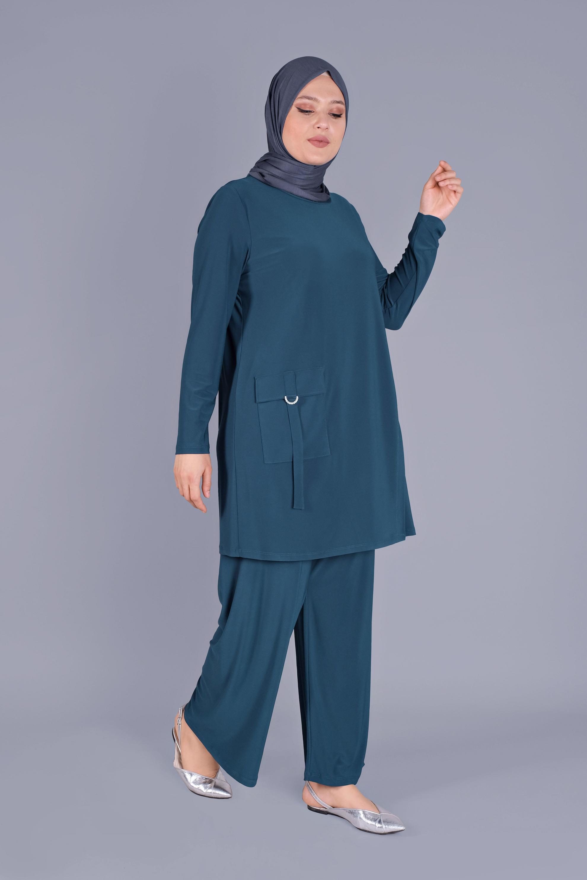 Hijab clothing BLUE PANTS SUIT WITH POCKET DETAIL 20157