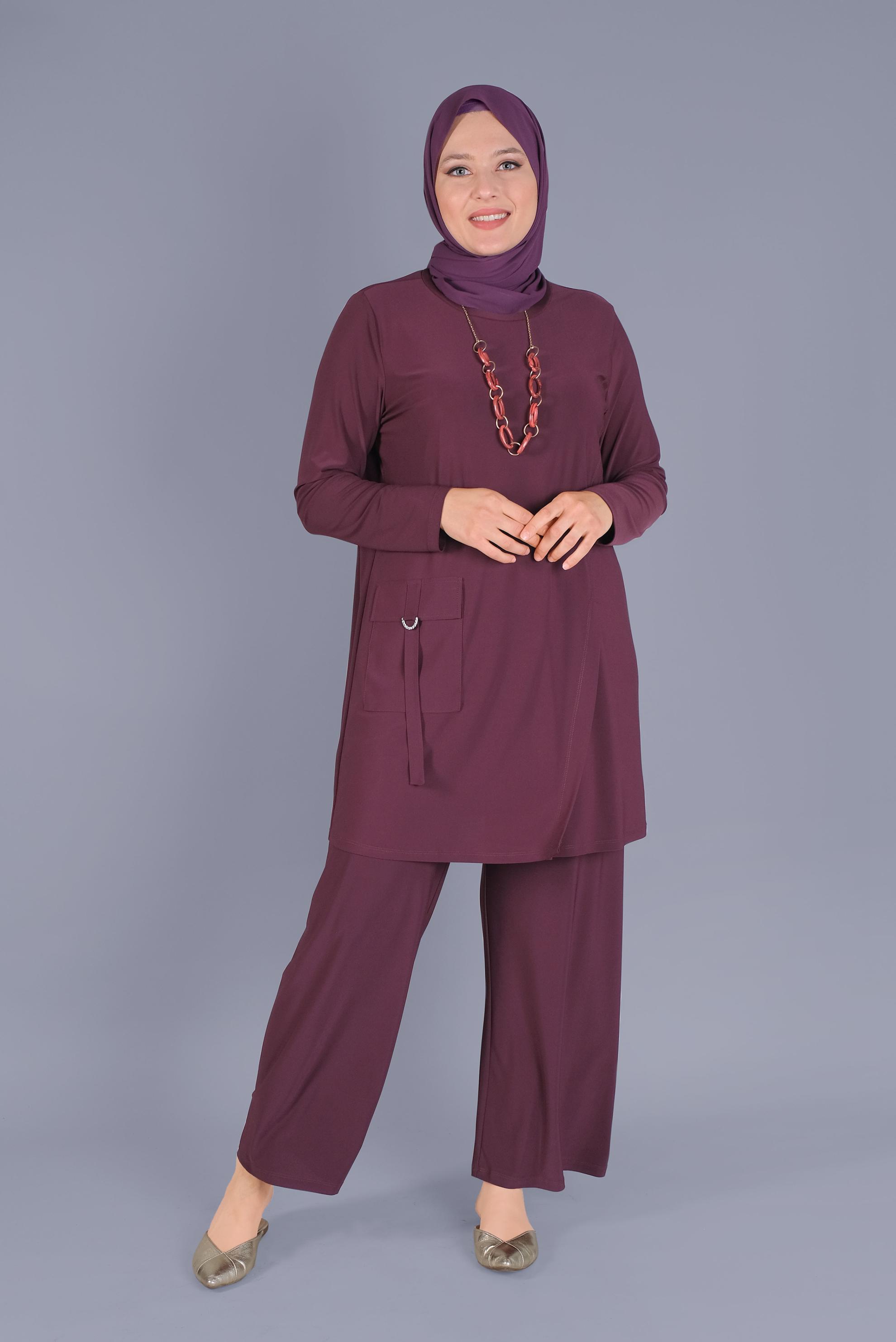 Hijab clothing CLARET RED PANTS SUIT WITH POCKET DETAIL 20157