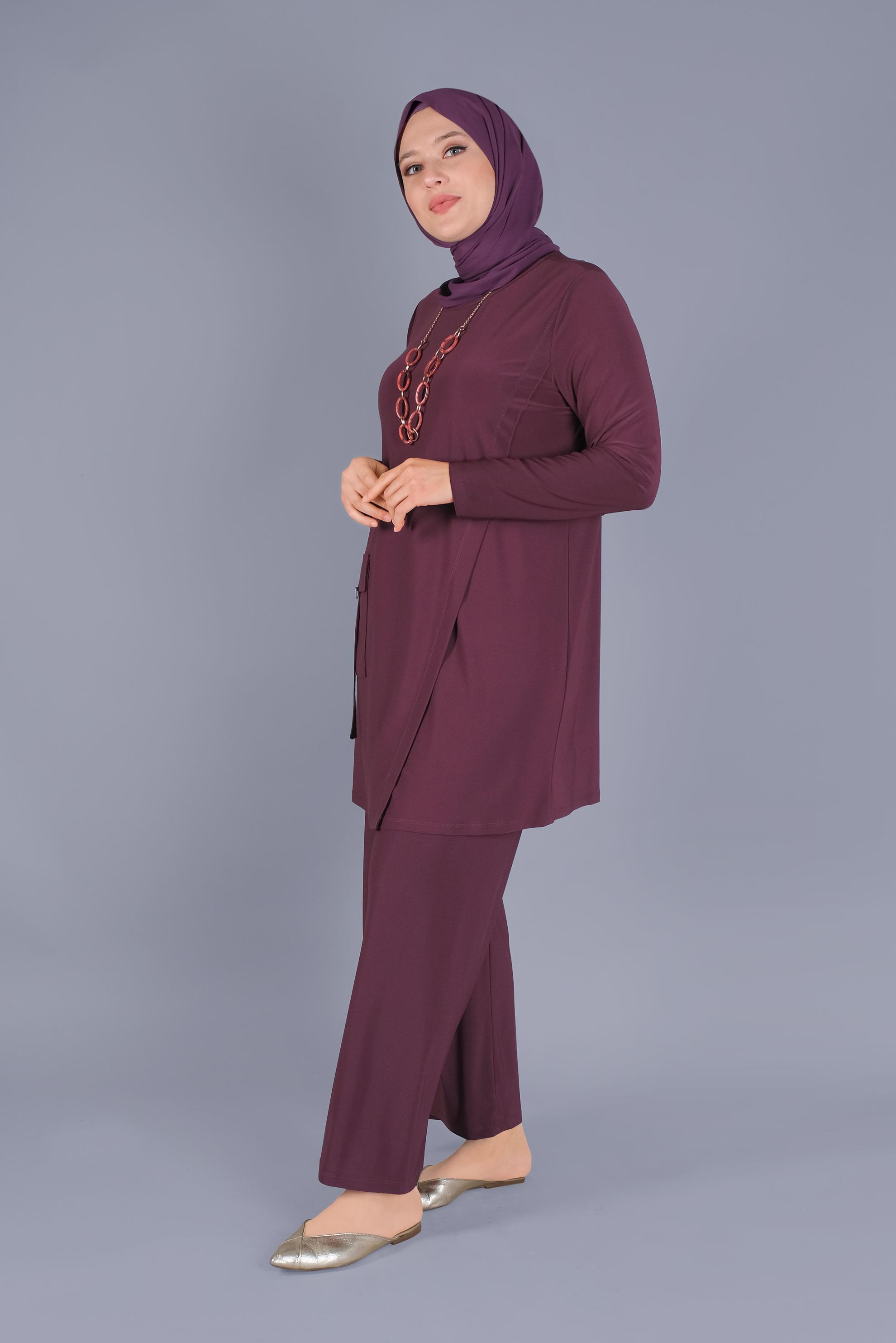 Hijab clothing CLARET RED PANTS SUIT WITH POCKET DETAIL 20157