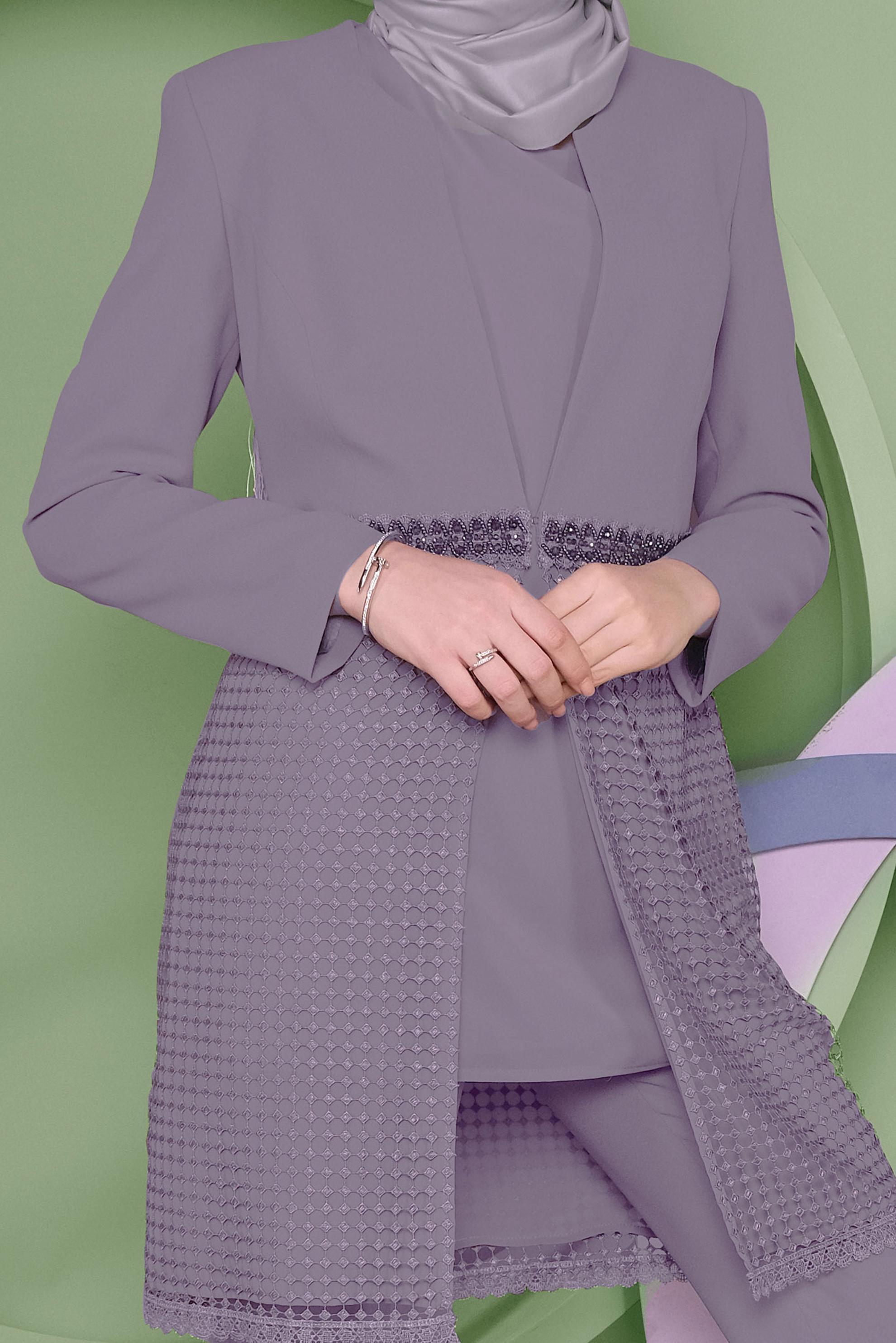 Tesettür giyim PEMBE DANTEL DETAYLI ÜÇLÜ PANTOLONLU TAKIM 30108