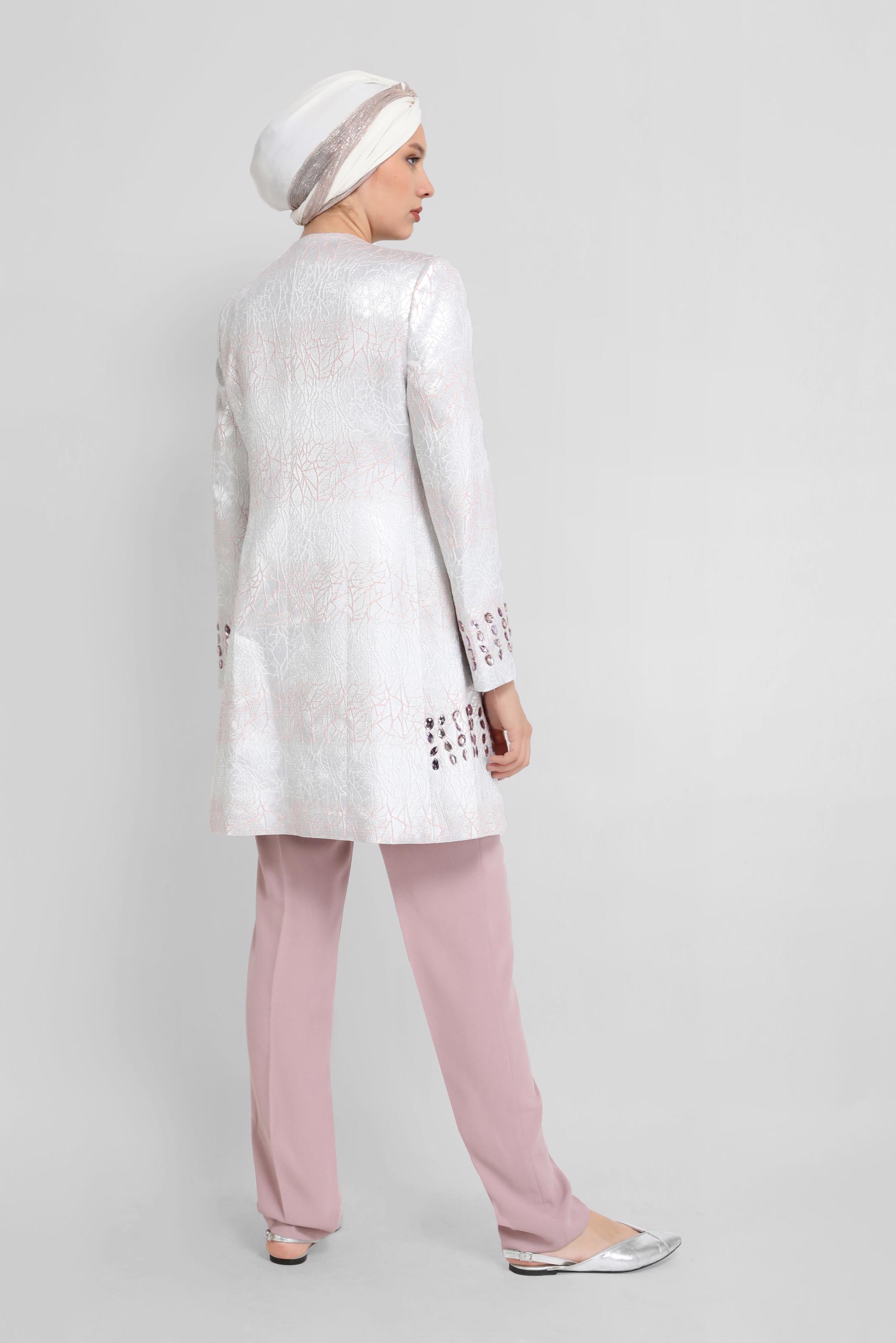 Tesettür giyim PUDRA TAŞ DETAYLI ÜÇLÜ PANT. TAKIM 30112 