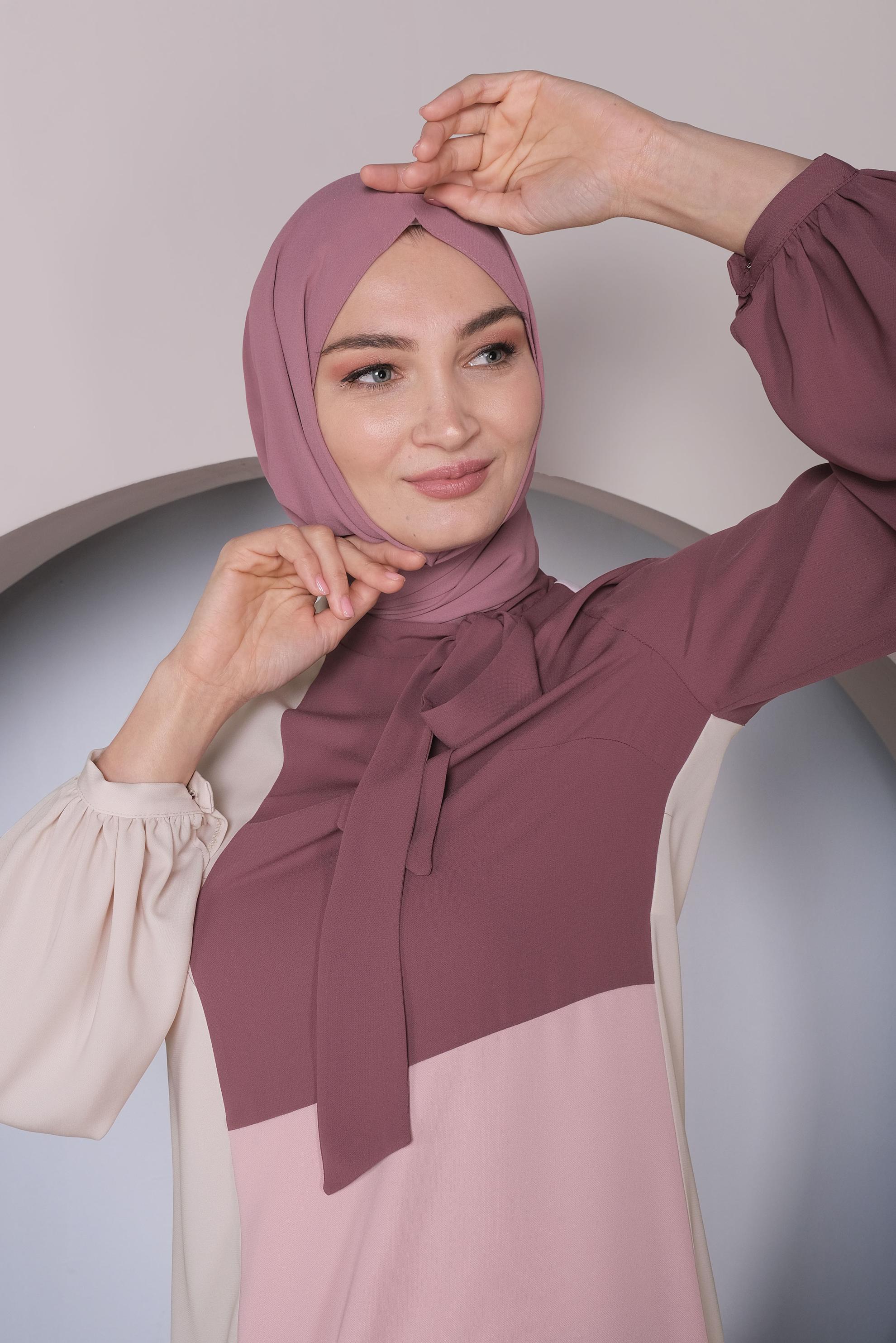 Tesettür giyim PEMBE 3 RENKLİ İKİLİ PANTOLONLU TAKIM 30126 