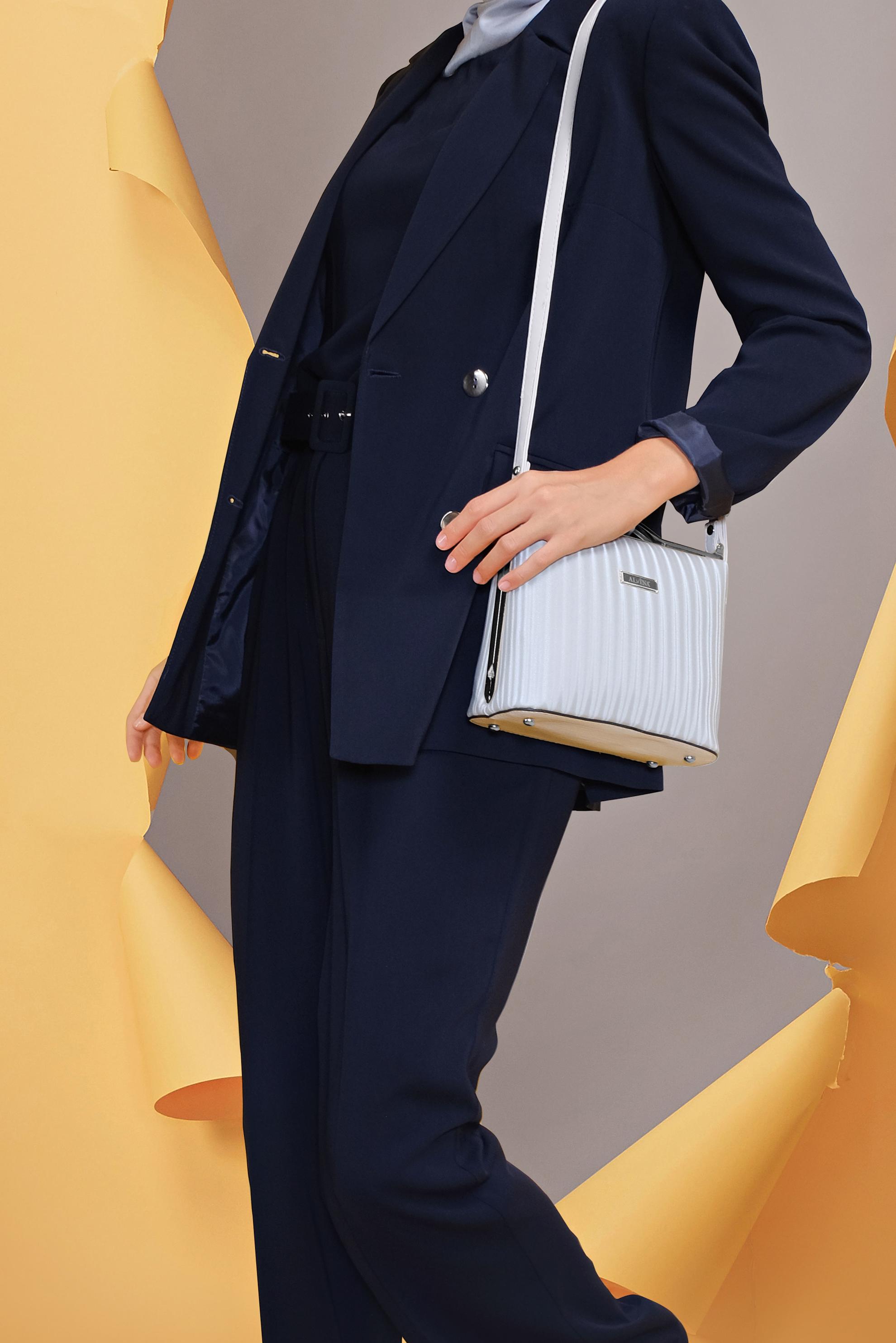 Tesettür giyim LACİVERT KRUVAZE YAKA CEKETLİ ÜÇLÜ TAKIM 30135  